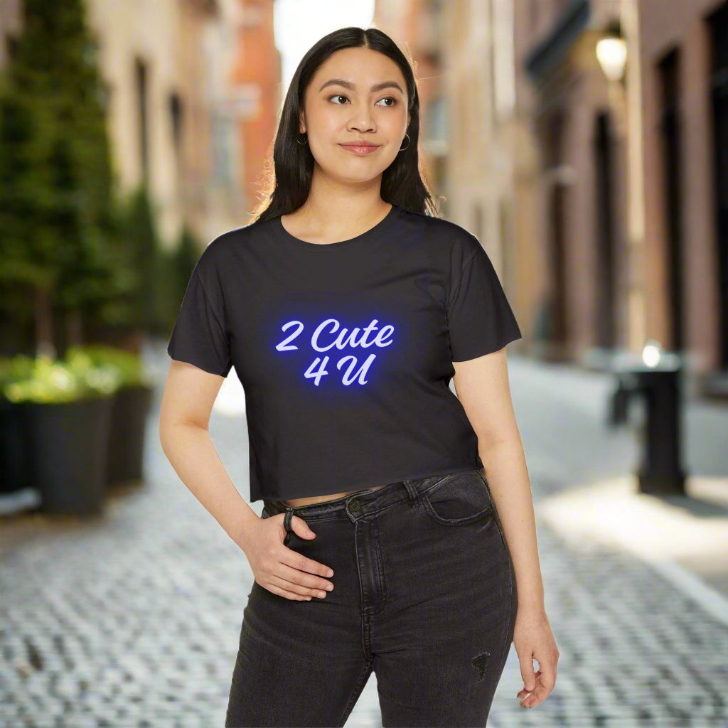 Sassy & Sweet Crop Top – “2 Cute 4 U” Tee