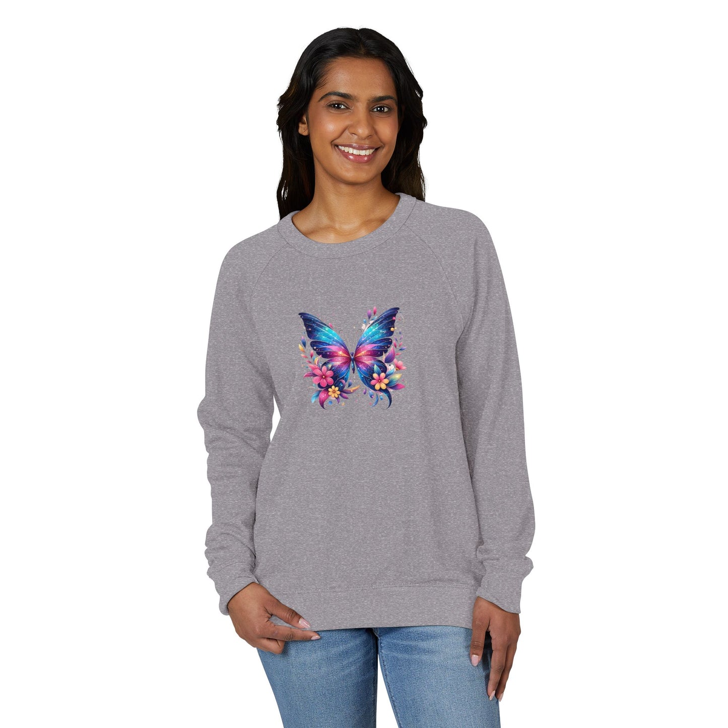 Butterfly Floral Crewneck Sweatshirt – Colorful Wings Graphic
