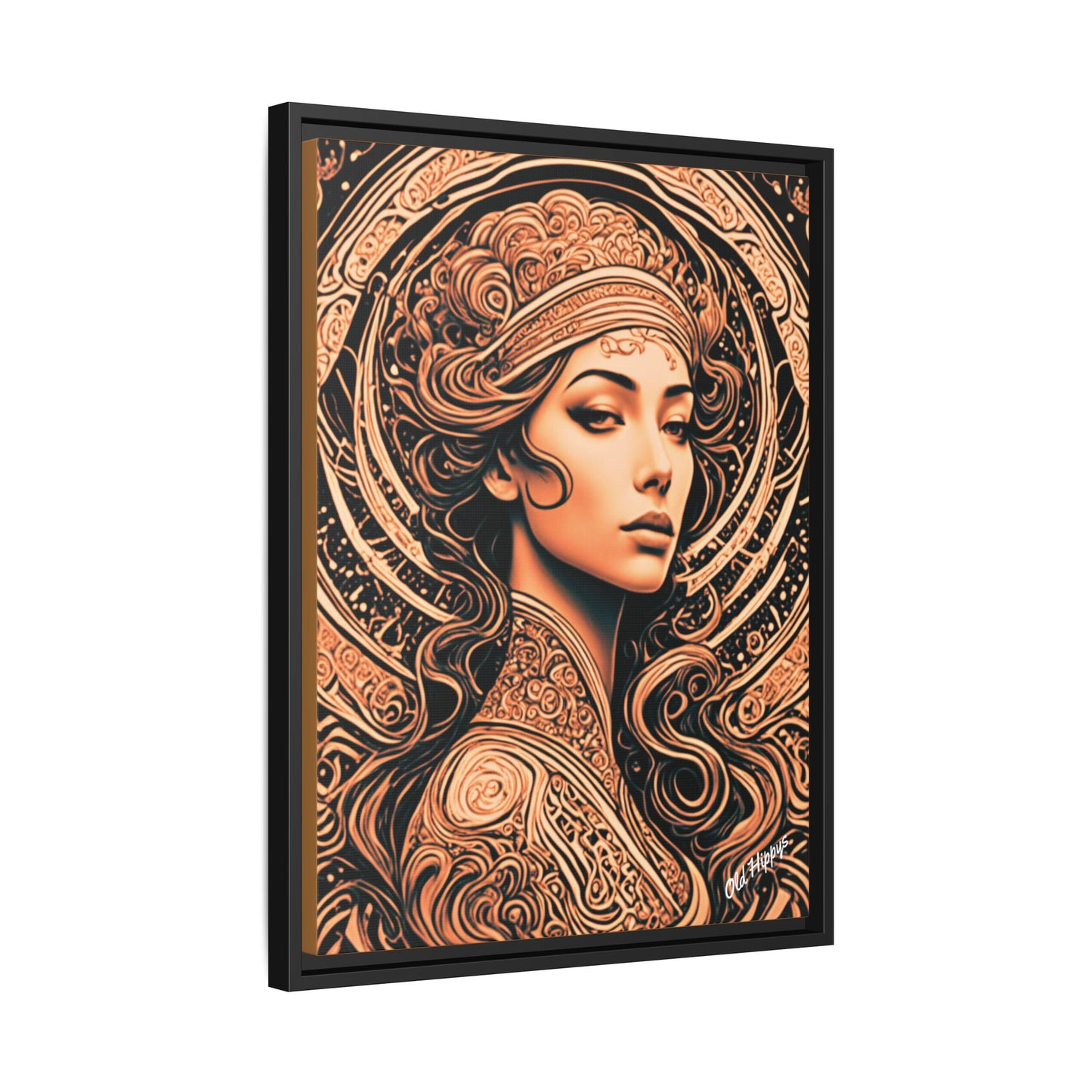 Woman in Bronze Wood Framed Canvas
