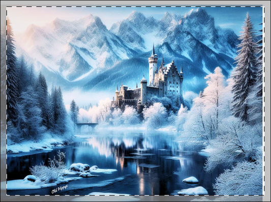 Winter Castle Wood Framed Poster
