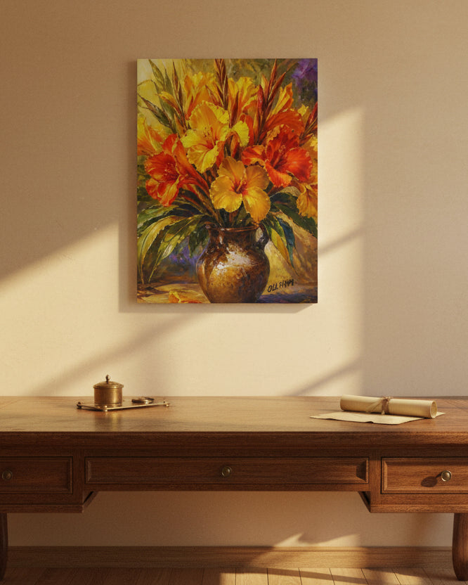 “Golden Canna Symphony” Canvas