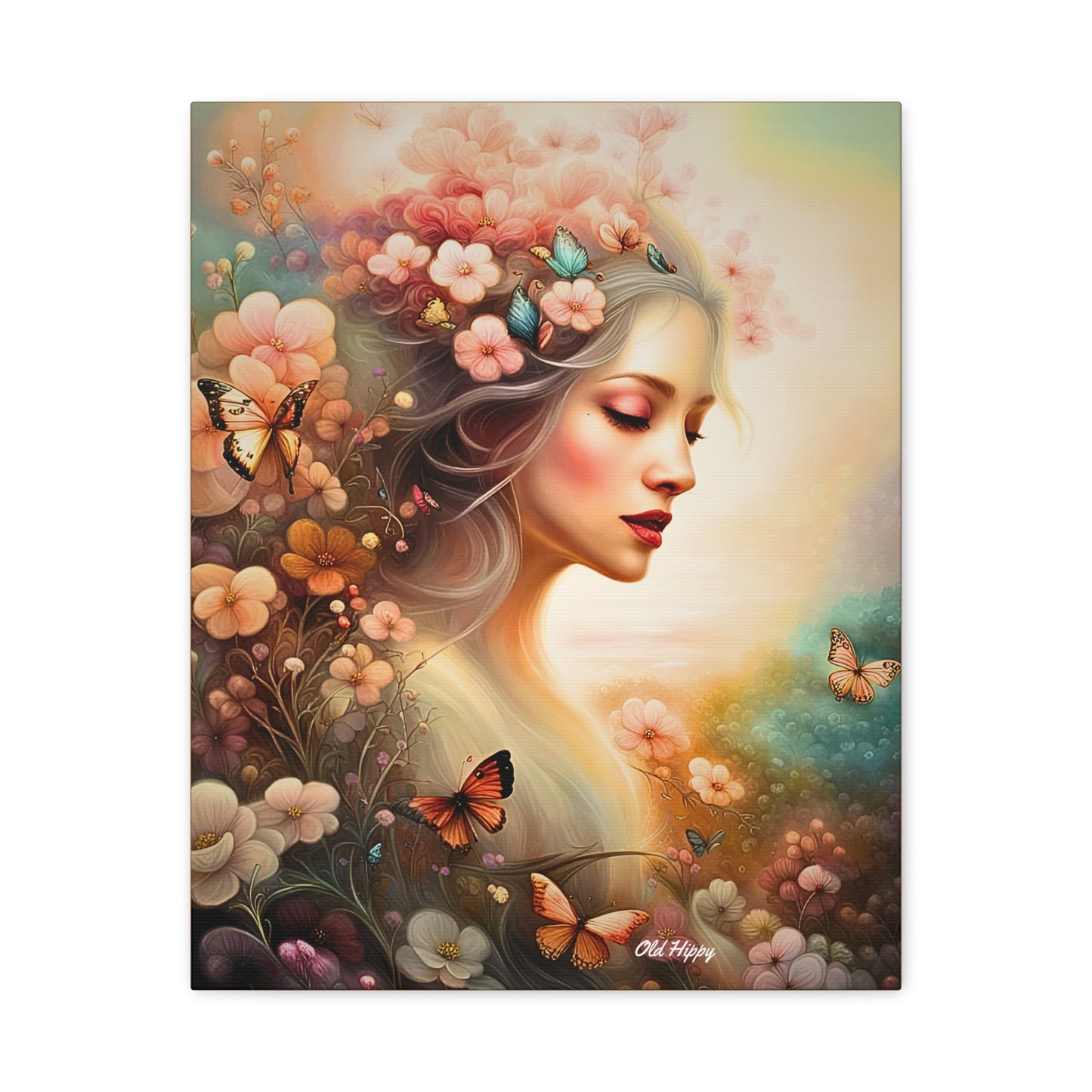 "Whispers of Spring" – Ethereal Floral Portrait Canvas