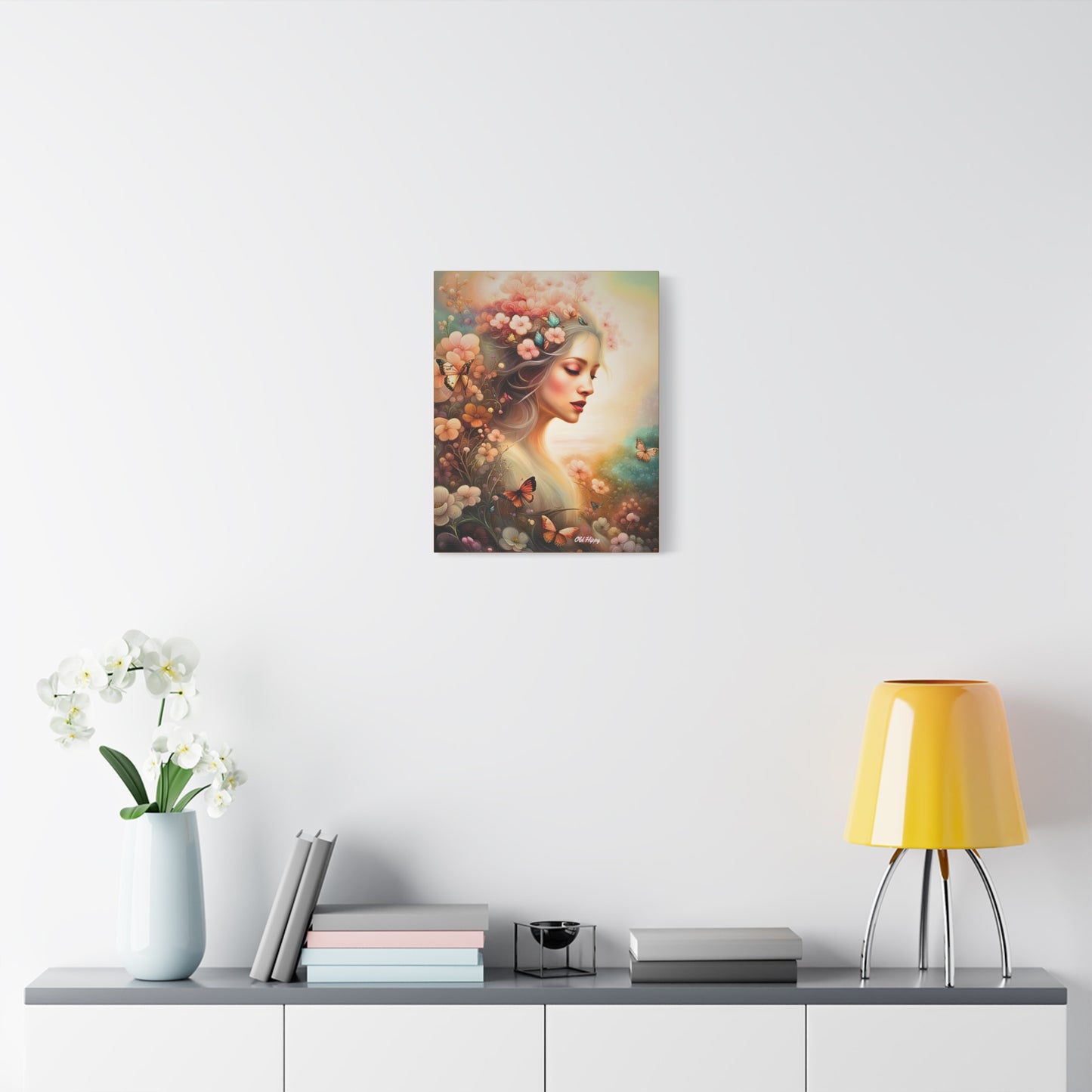 "Whispers of Spring" – Ethereal Floral Portrait Canvas