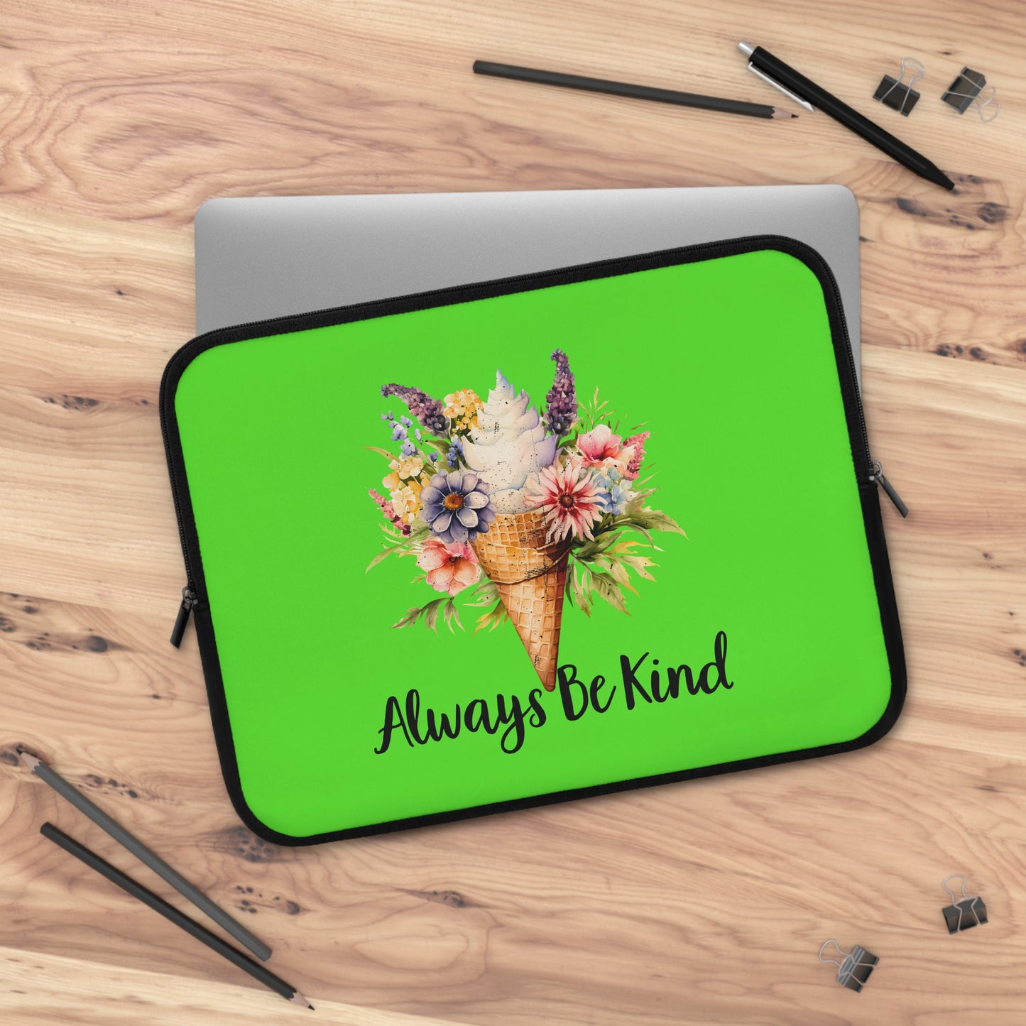 Always Be Kind Floral Laptop Sleeve