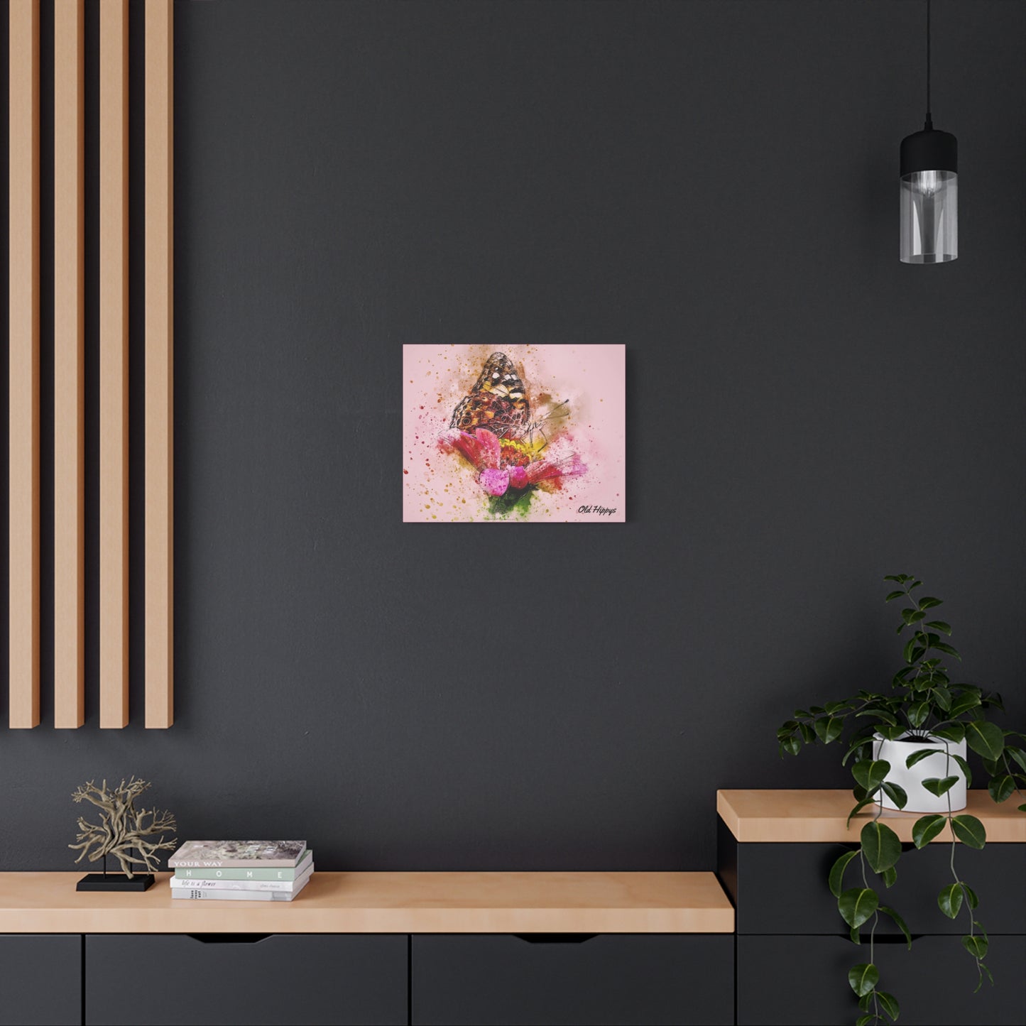 “Whispers on Wings” – Butterfly & Flower Watercolor Canvas Print