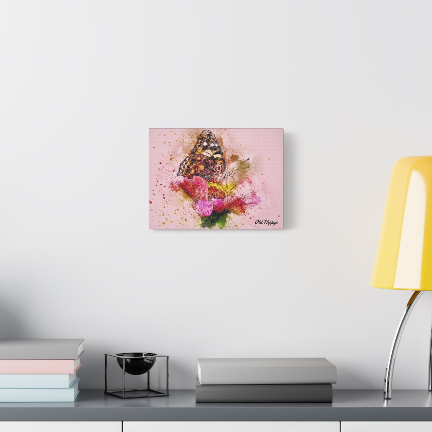 “Whispers on Wings” – Butterfly & Flower Watercolor Canvas Print