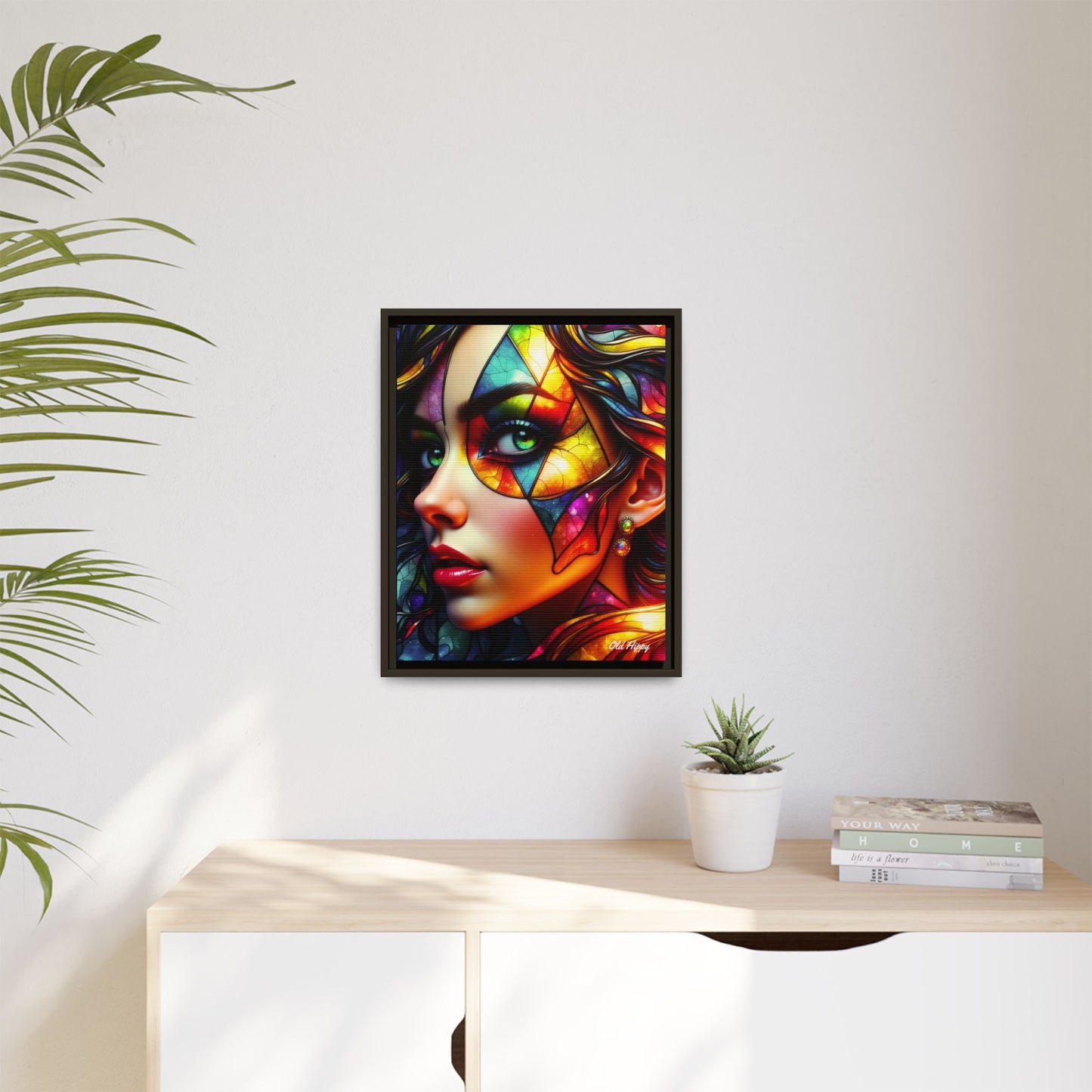 Through the Prism of Her Eyes- Wood Framed Canvas AI Art by Old Hippy