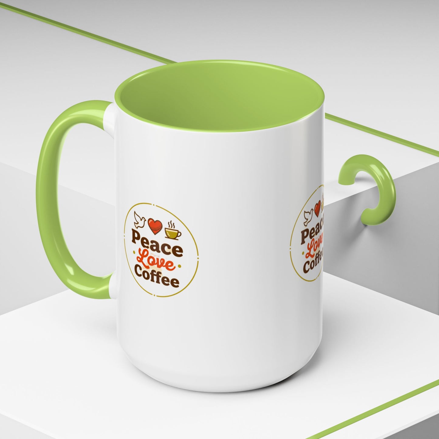 Peace Love Coffee Accent Mug - 11/15oz Ceramic Coffee Cup
