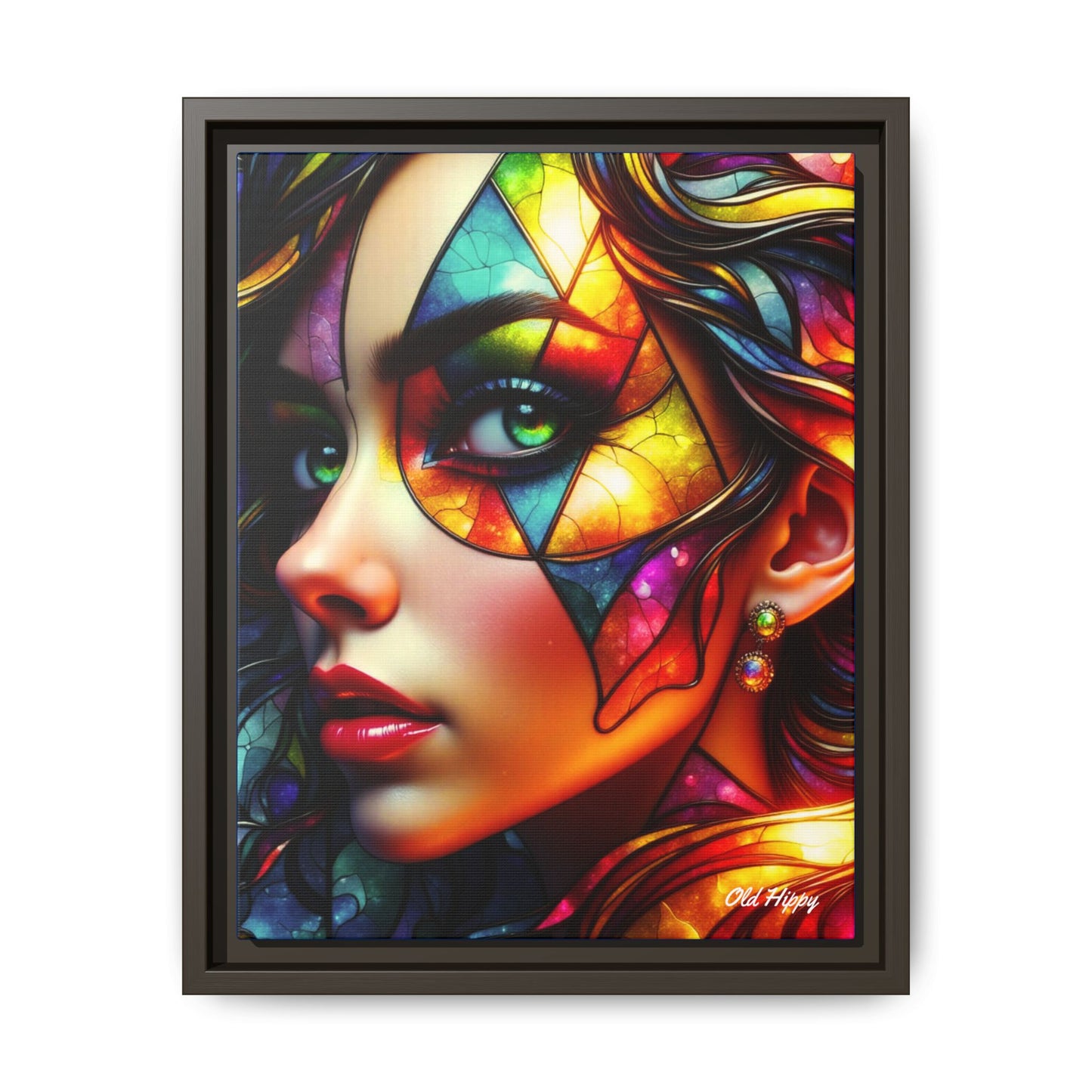 Through the Prism of Her Eyes- Wood Framed Canvas AI Art by Old Hippy