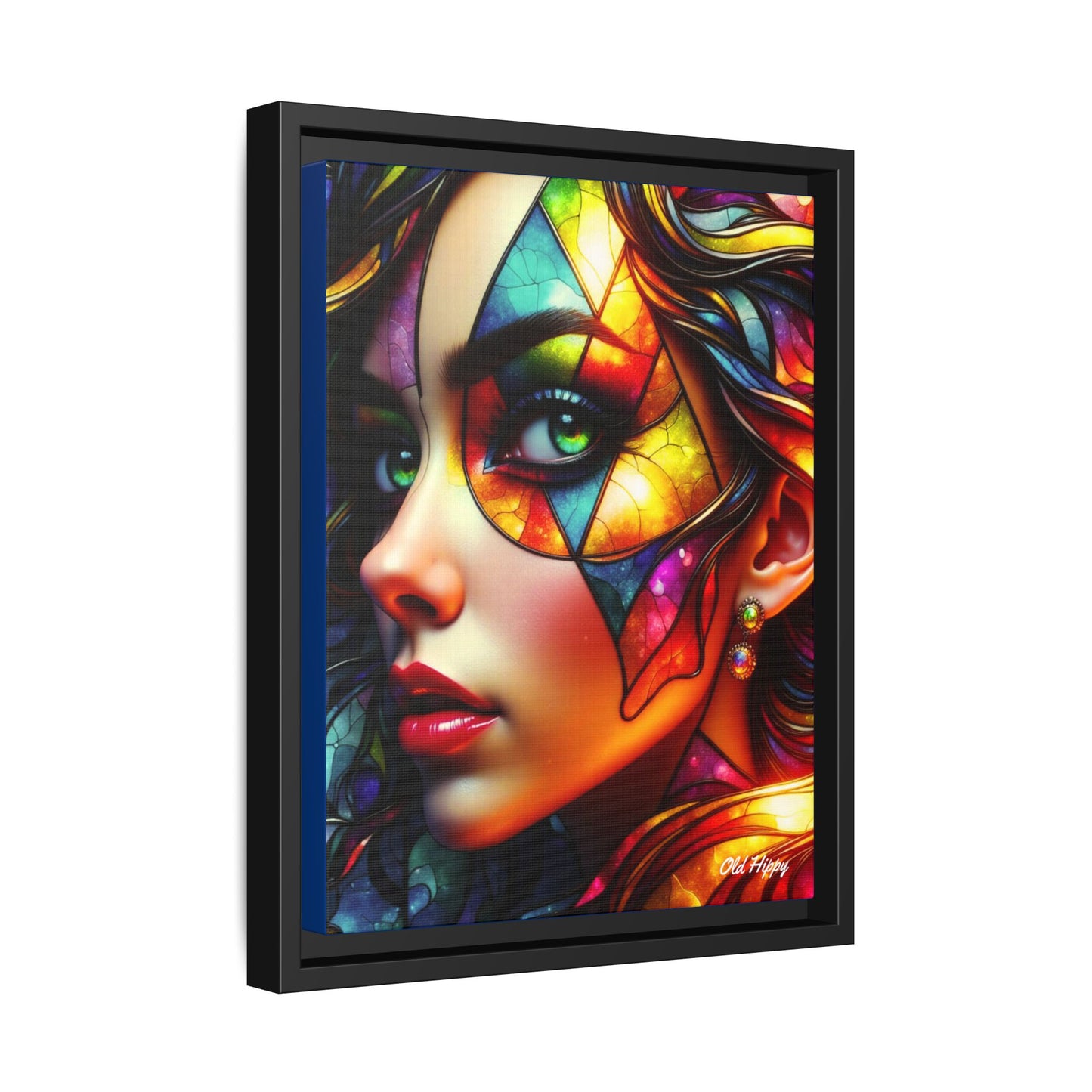 Through the Prism of Her Eyes- Wood Framed Canvas AI Art by Old Hippy