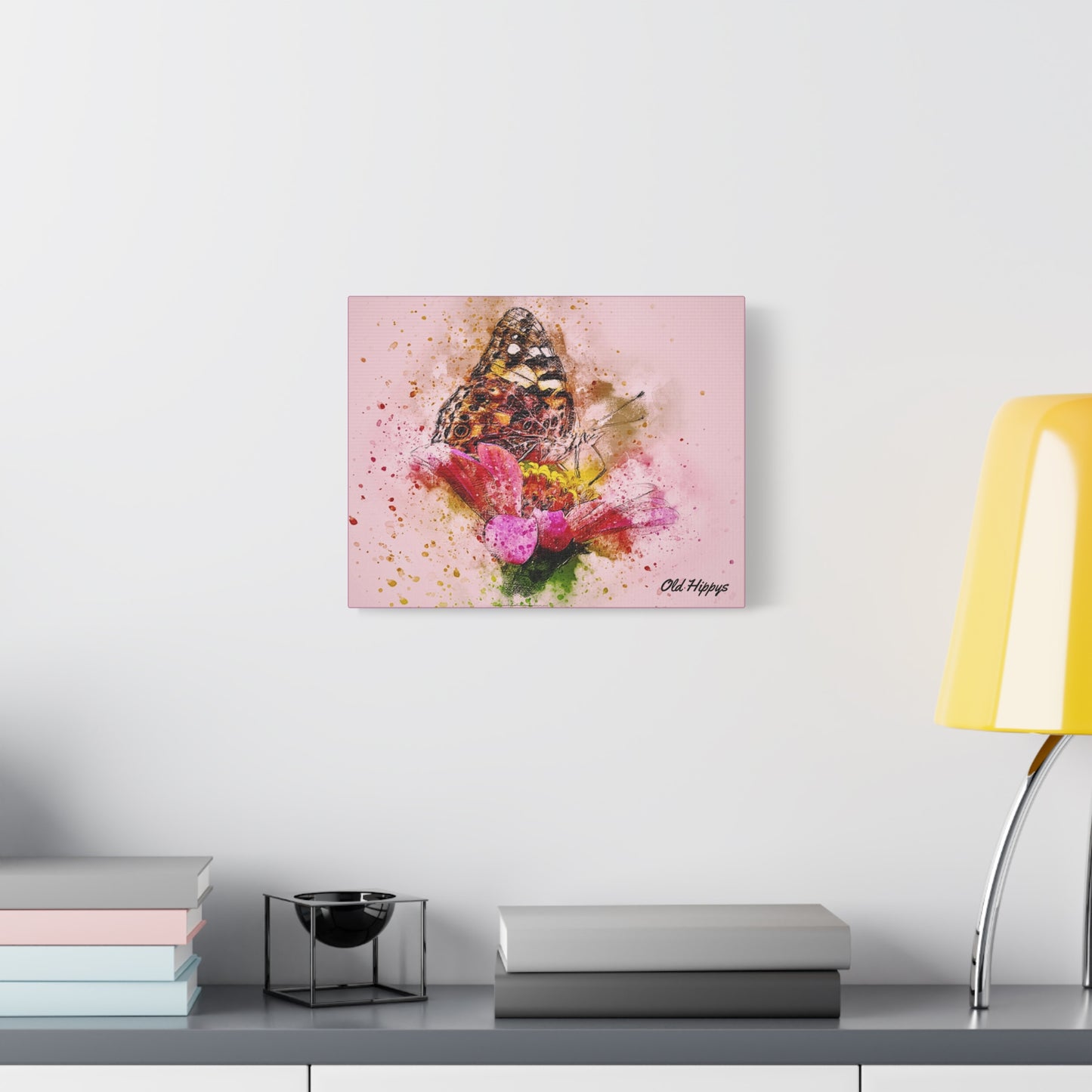 “Whispers on Wings” – Butterfly & Flower Watercolor Canvas Print