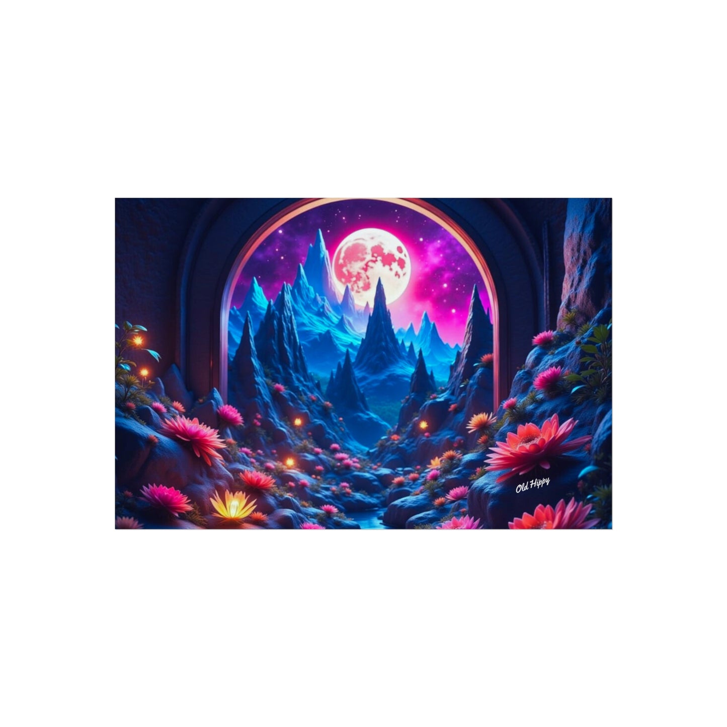 Moonlit Lotus Valley – Giclée Fine Art Print by Old Hippy