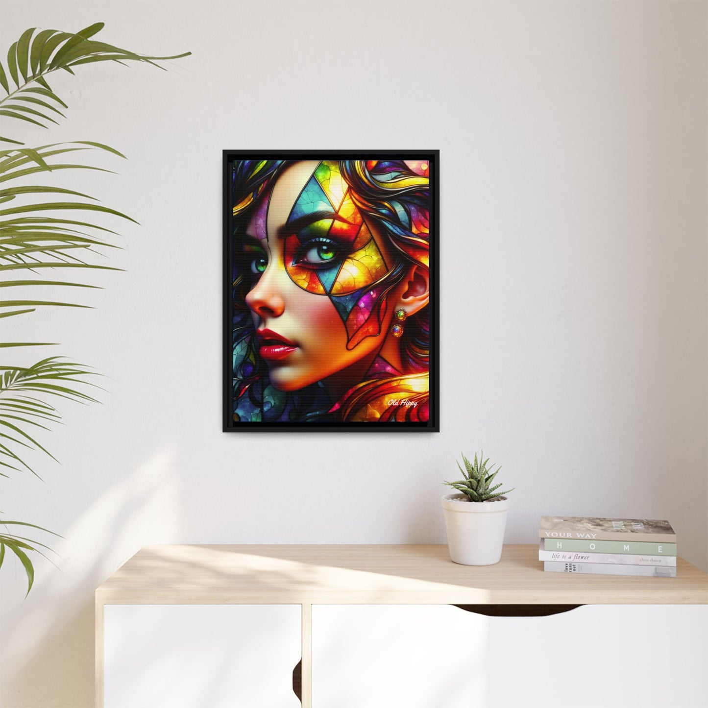 Through the Prism of Her Eyes- Wood Framed Canvas AI Art by Old Hippy