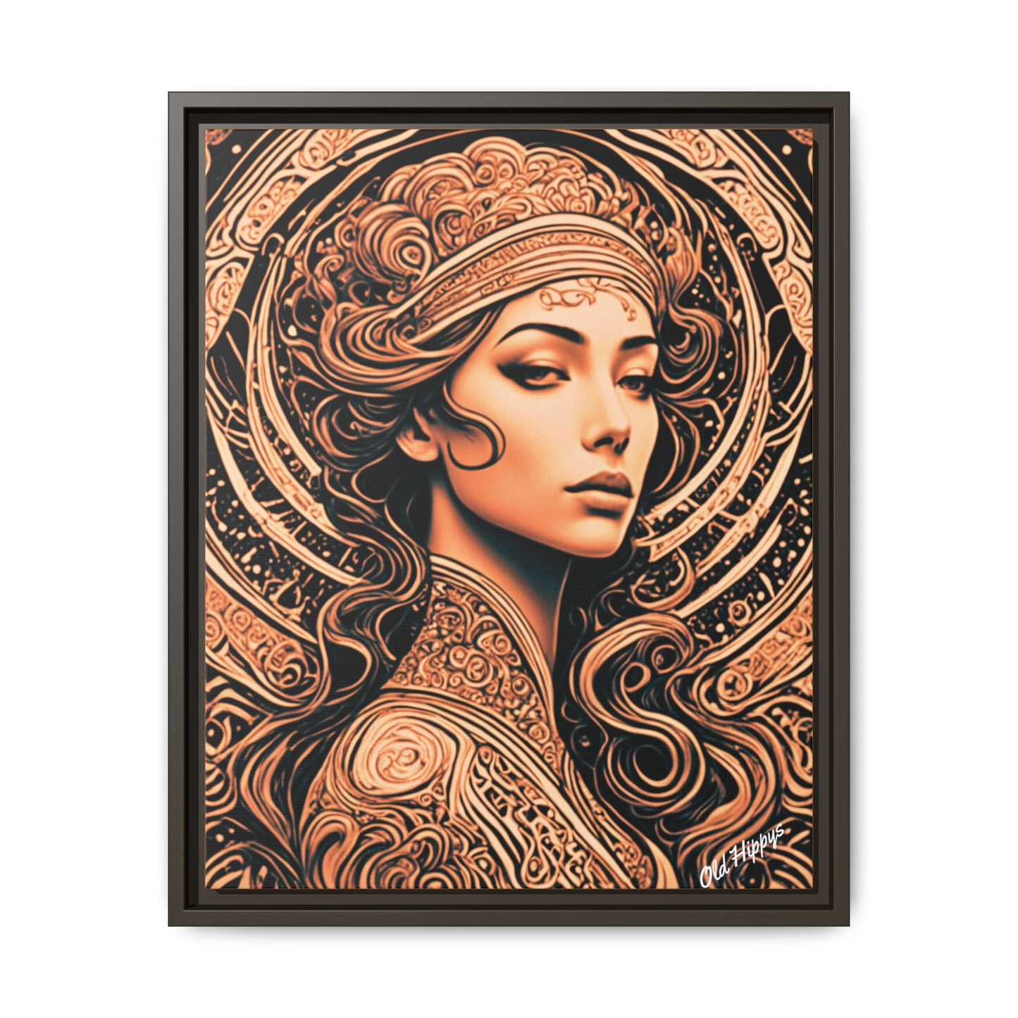 Woman in Bronze Wood Framed Canvas
