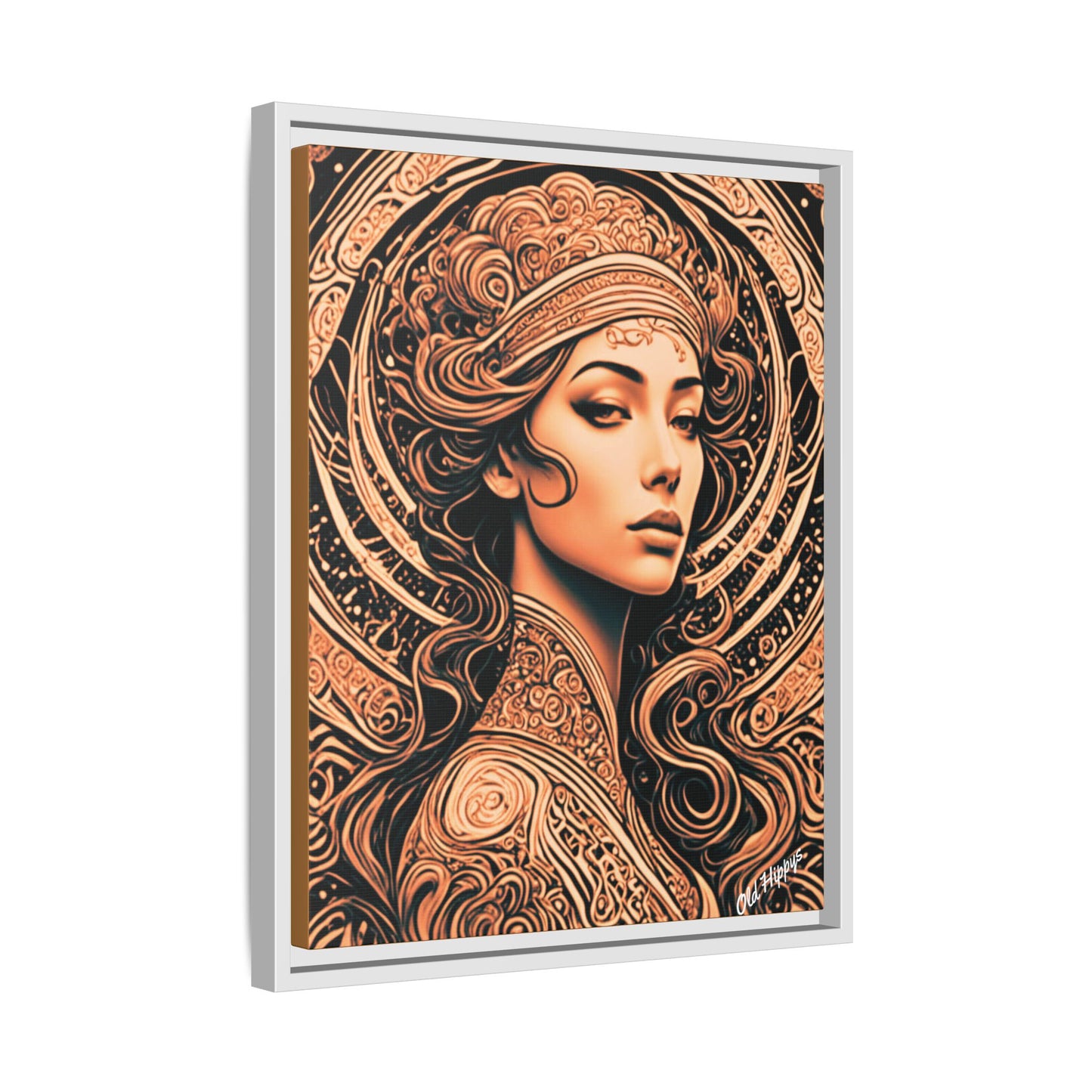 Woman in Bronze Wood Framed Canvas