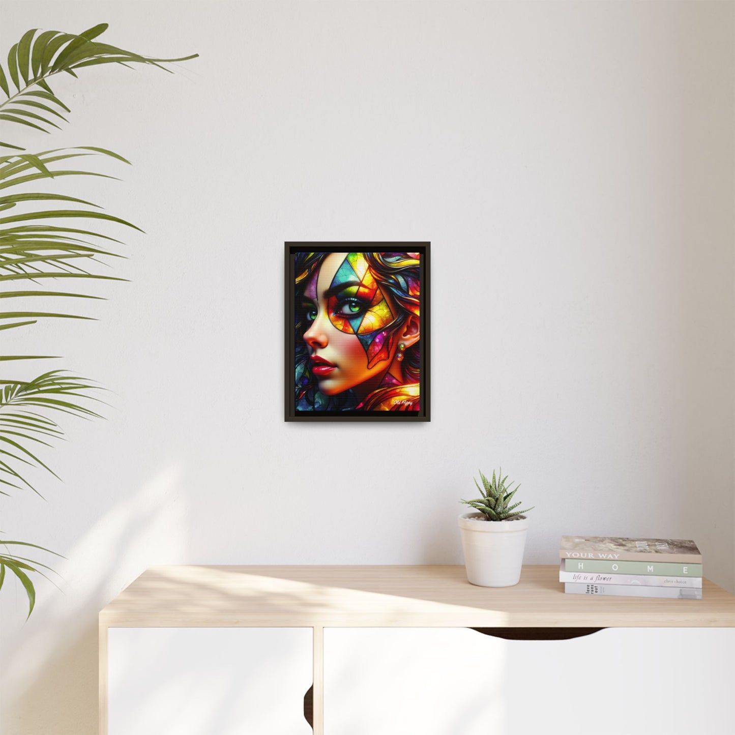 Through the Prism of Her Eyes- Wood Framed Canvas AI Art by Old Hippy