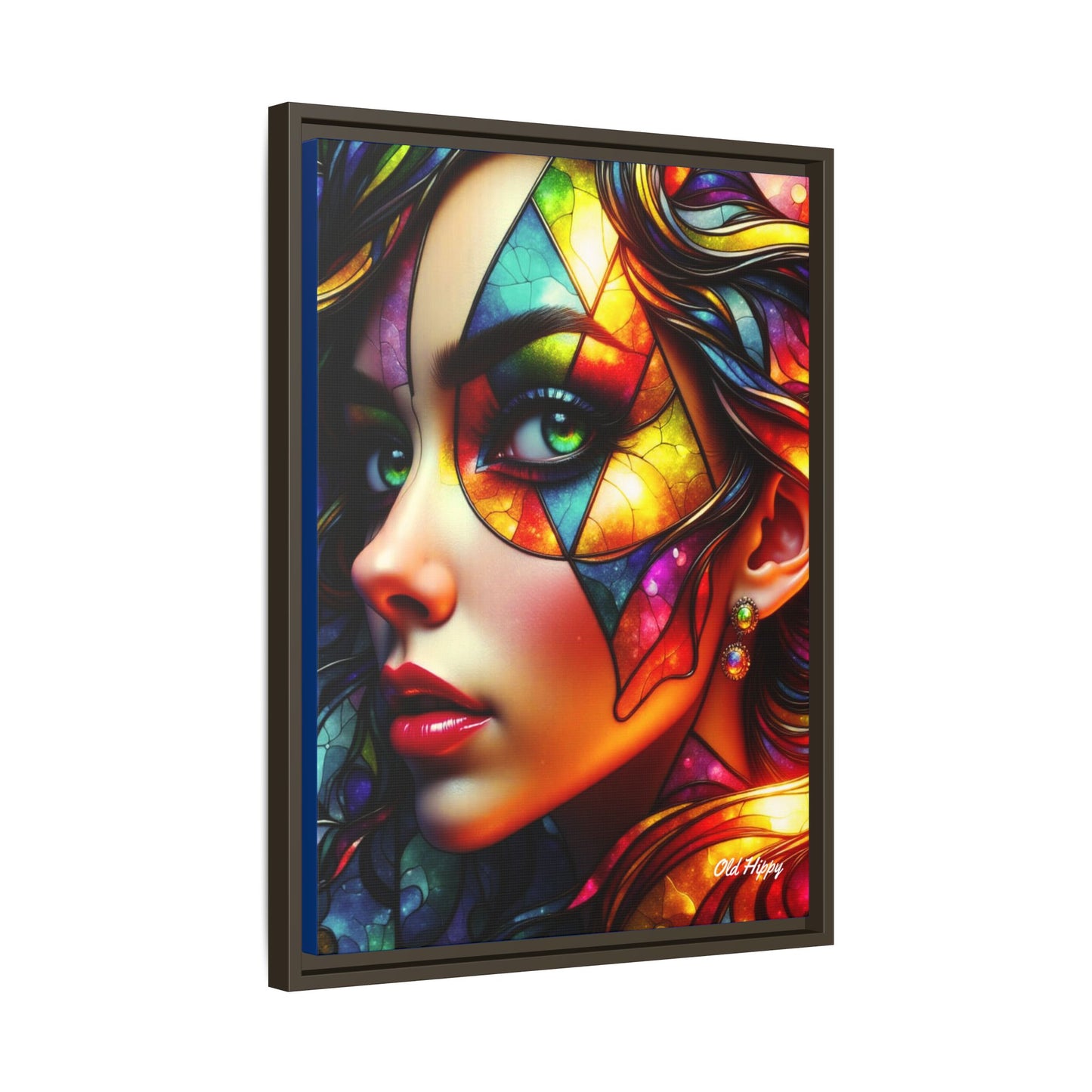 Through the Prism of Her Eyes- Wood Framed Canvas AI Art by Old Hippy