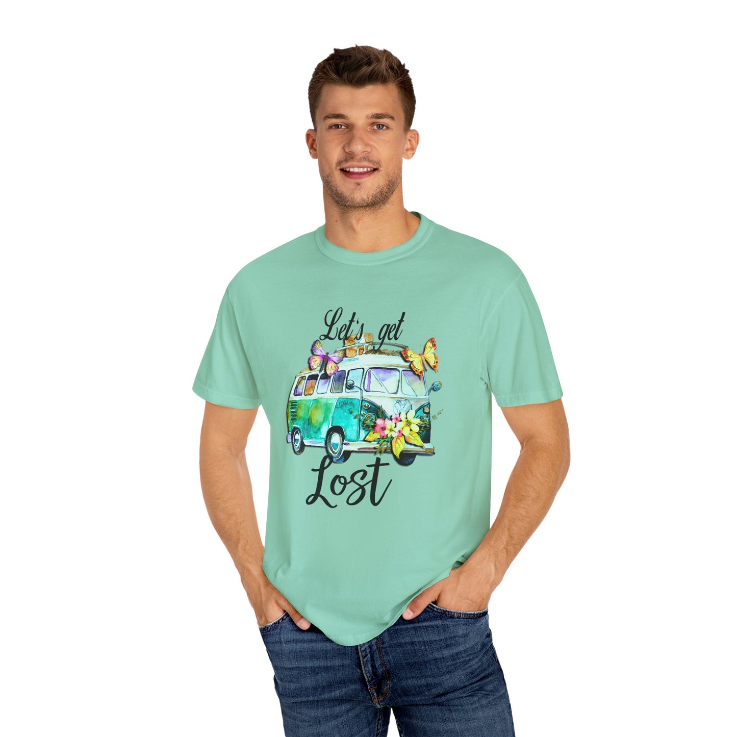 Let's Get Lost Unisex Garment-Dyed T-Shirt - Travel Vibes & Adventure Spirit