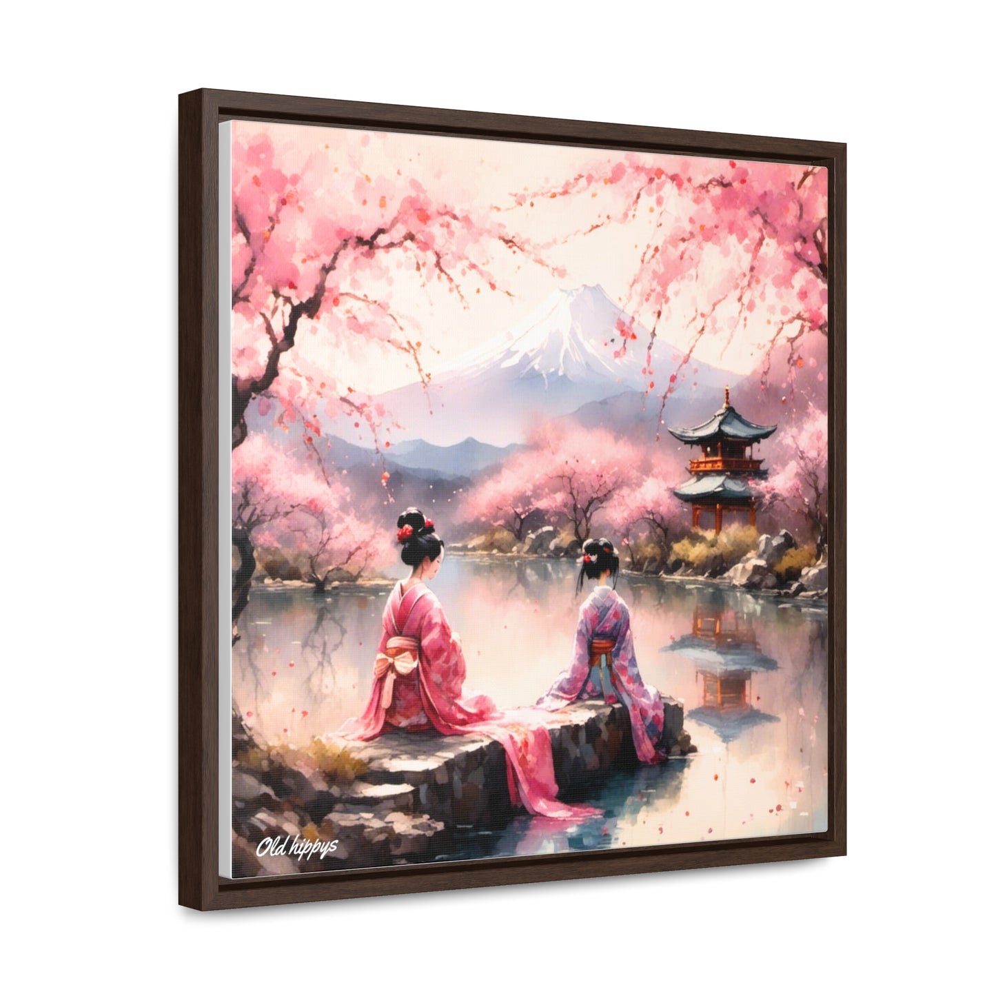 Geisha Tea Ceremony Framed Canvas Wrap