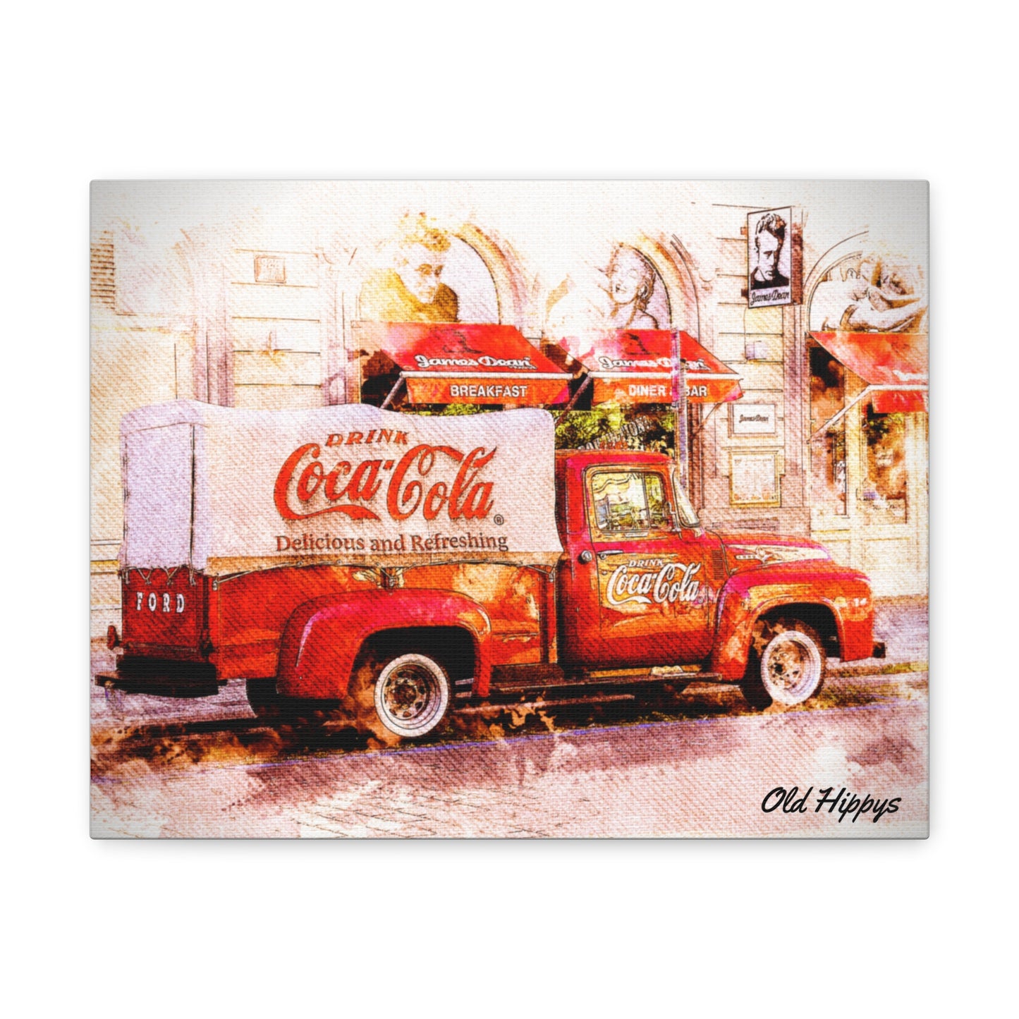 Coca Cola Truck Canvas Wall Art