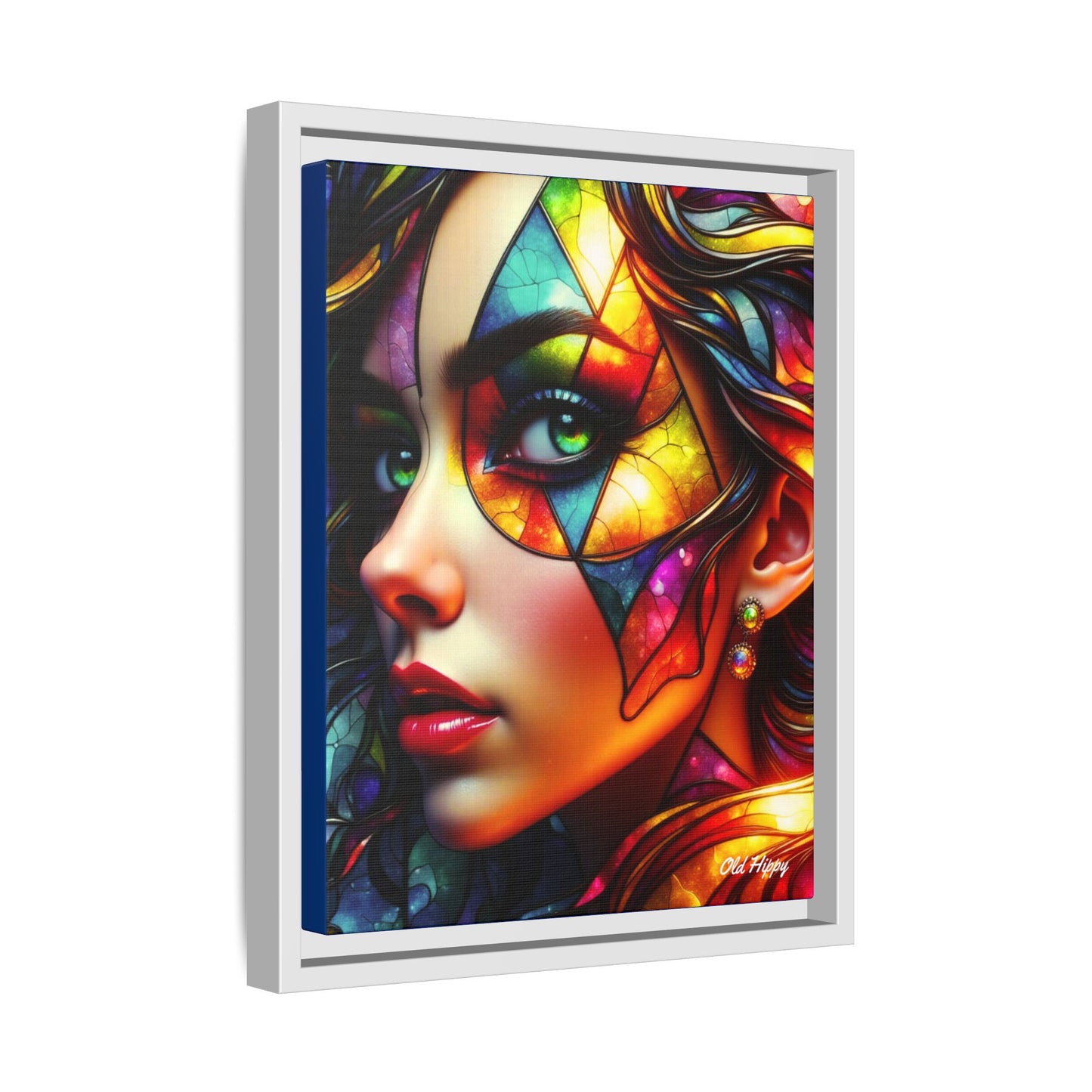 Through the Prism of Her Eyes- Wood Framed Canvas AI Art by Old Hippy