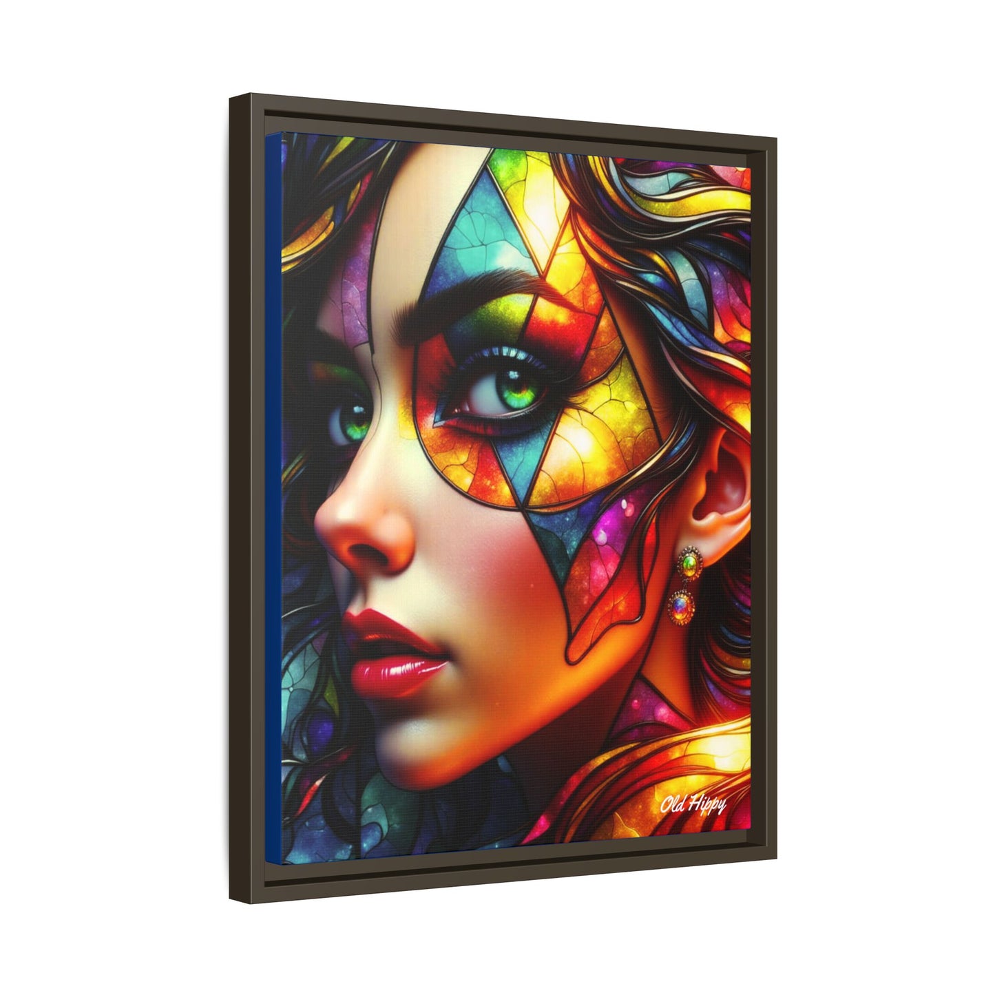 Through the Prism of Her Eyes- Wood Framed Canvas AI Art by Old Hippy