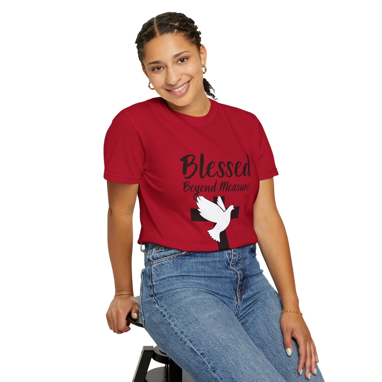 Blessed Beyond Measure T-Shirt — Christian Cross & Dove Faith Tee