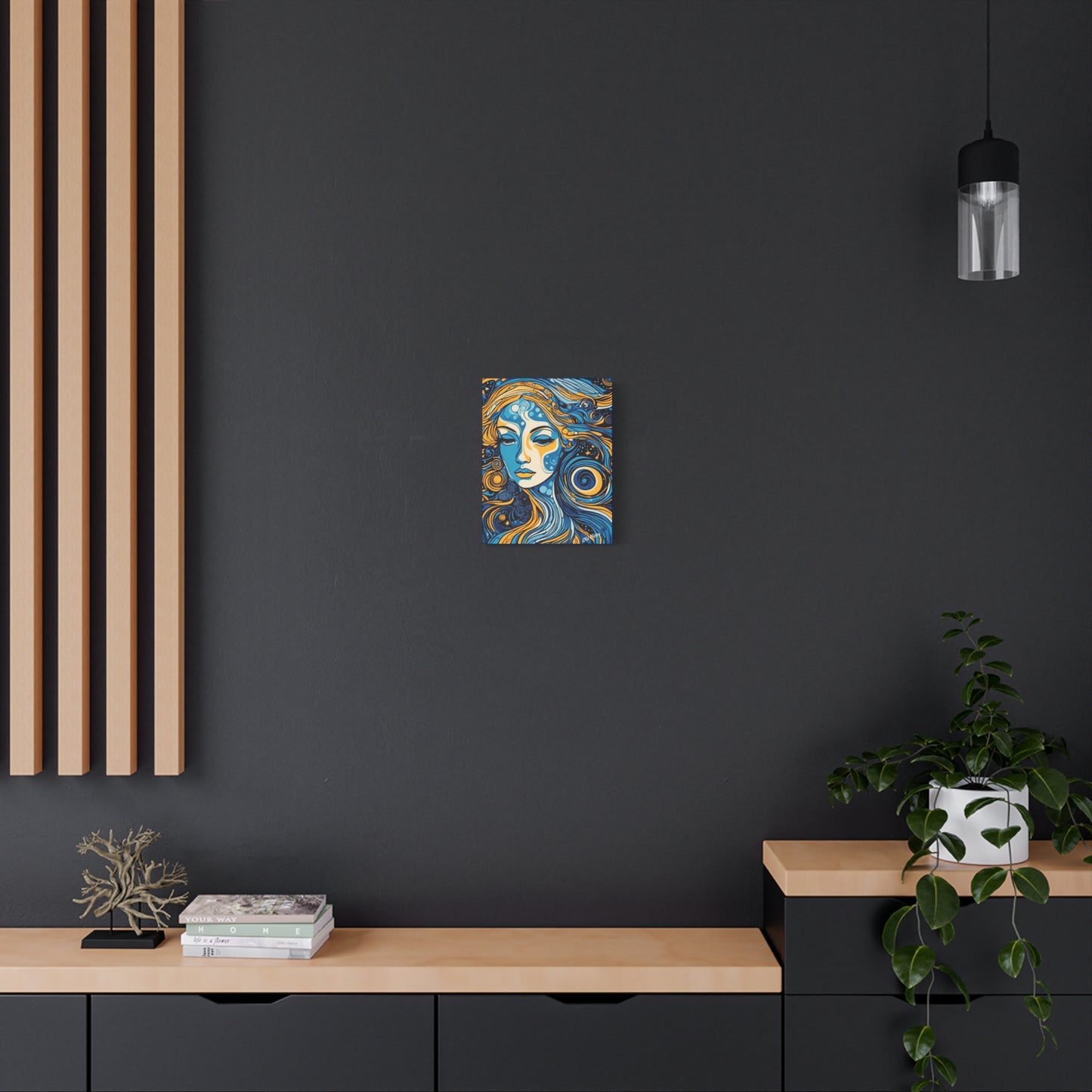 “Blue Orbit Goddess” – Psychedelic Abstract Portrait Canvas