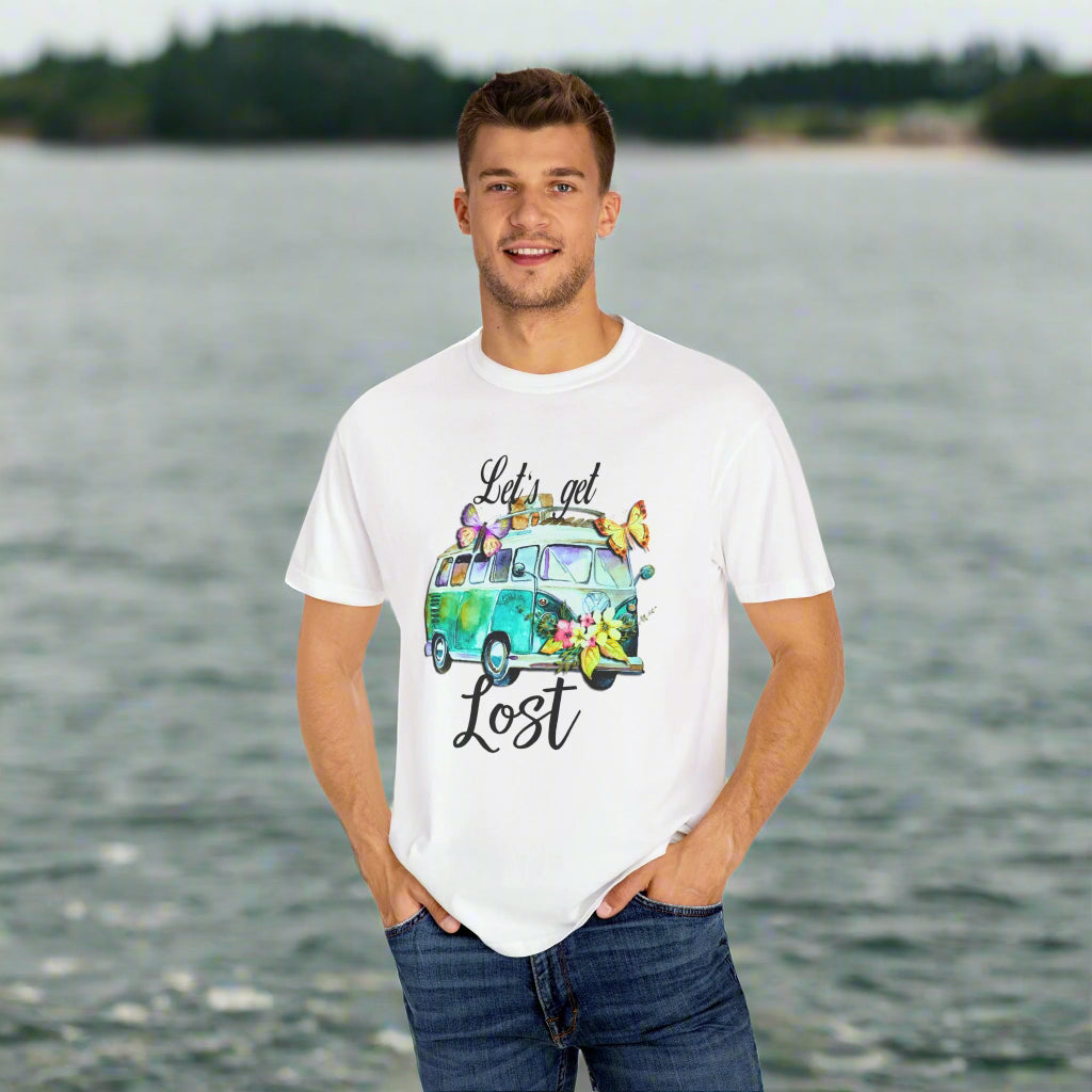 Let's Get Lost Unisex Garment-Dyed T-Shirt - Travel Vibes & Adventure Spirit