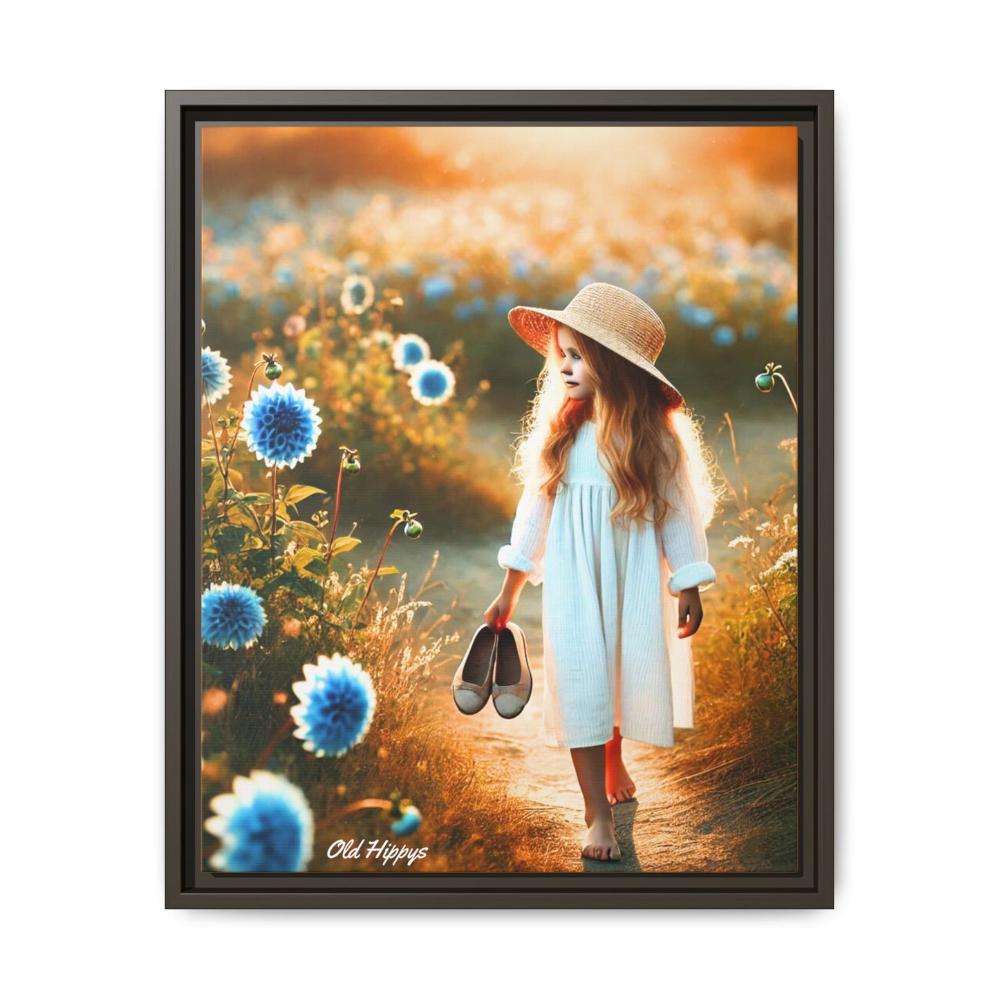 A Girl and Her Thoughts Wood Framed Canvas