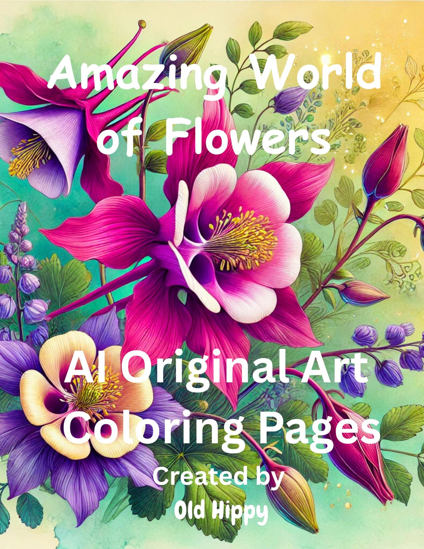 Amazing World of Flowers AI Original Artwork Coloring Pages by Old Hippy