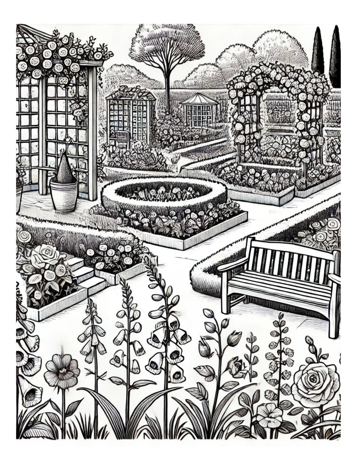 Amazing World of Flowers AI Original Artwork Coloring Pages by Old Hippy