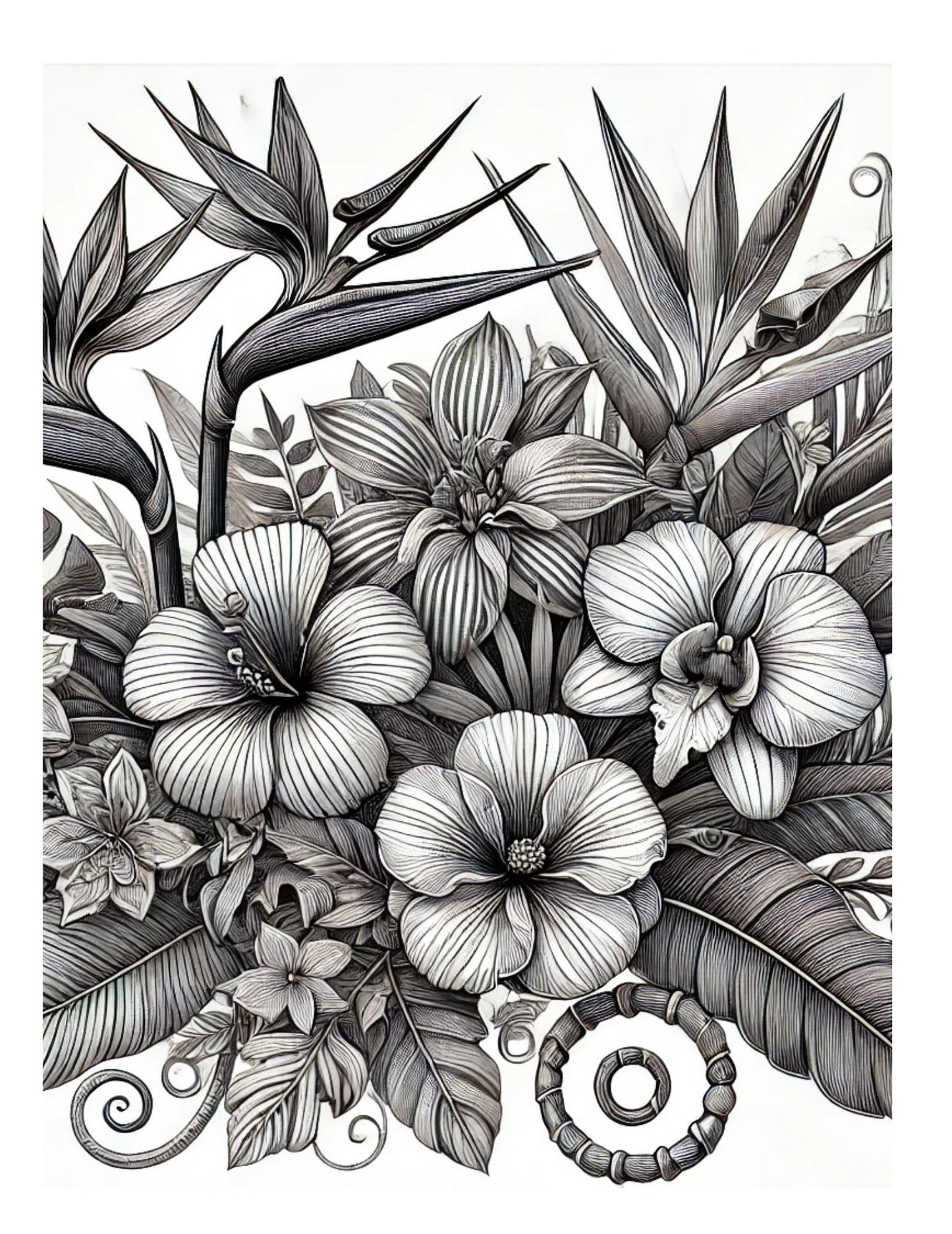 Amazing World of Flowers AI Original Artwork Coloring Pages by Old Hippy