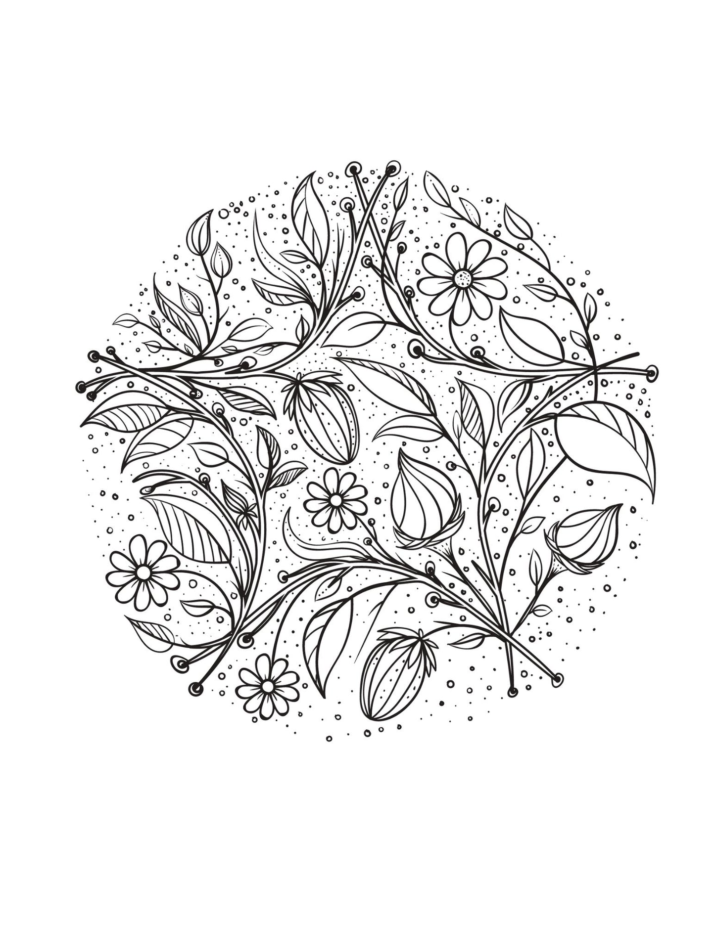Amazing World of Flowers AI Original Artwork Coloring Pages by Old Hippy