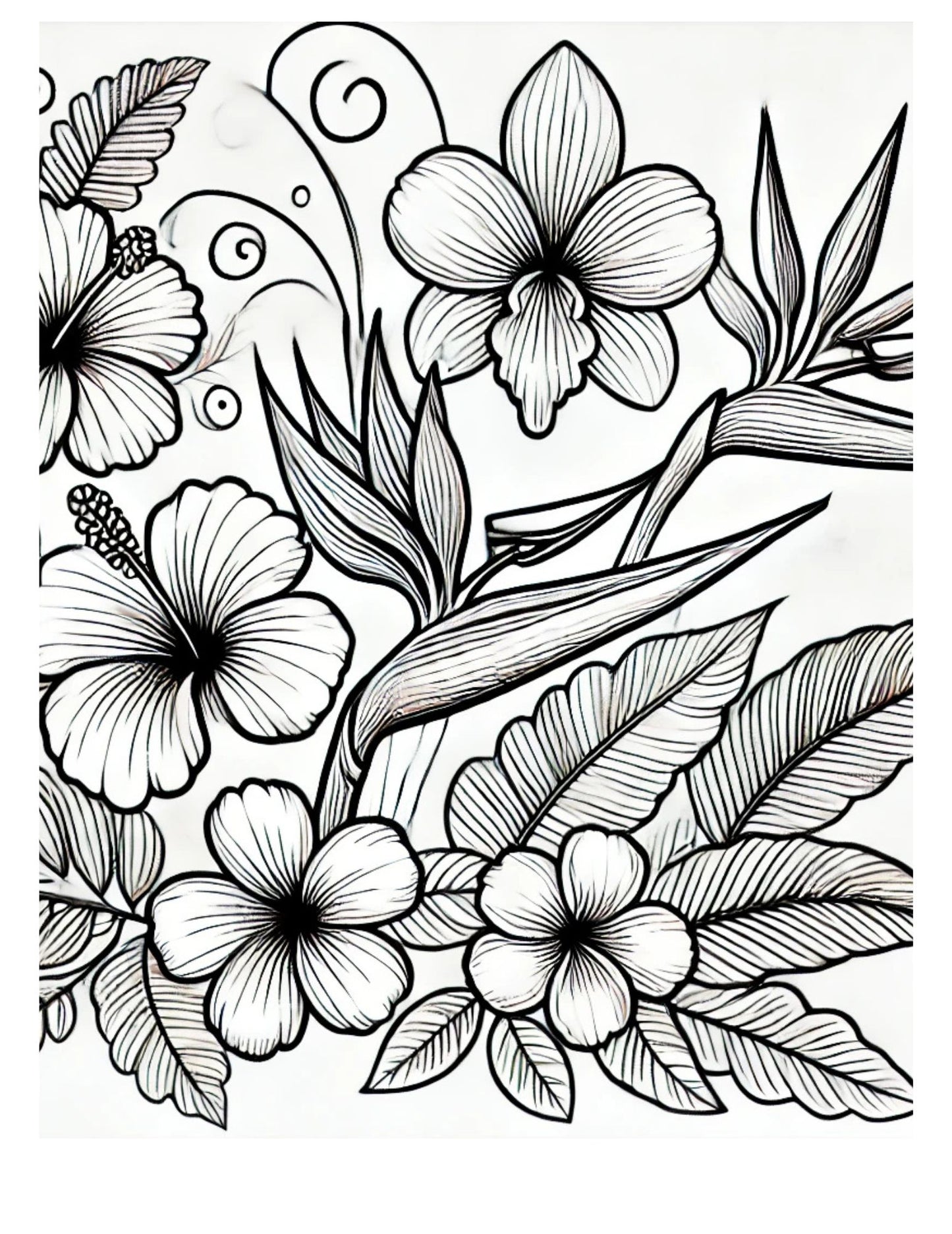 Amazing World of Flowers AI Original Artwork Coloring Pages by Old Hippy