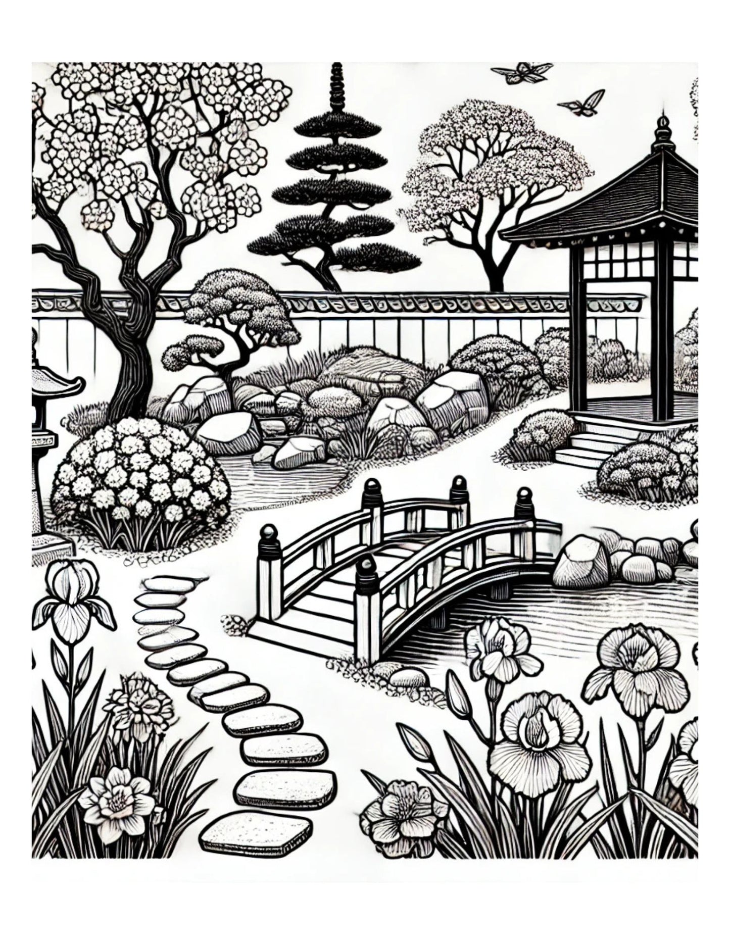 Amazing World of Flowers AI Original Artwork Coloring Pages by Old Hippy