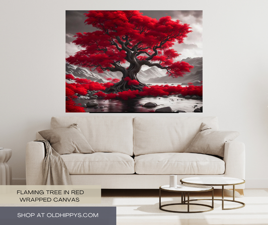 Flaming Red Tree Canvas Gallery Wrap