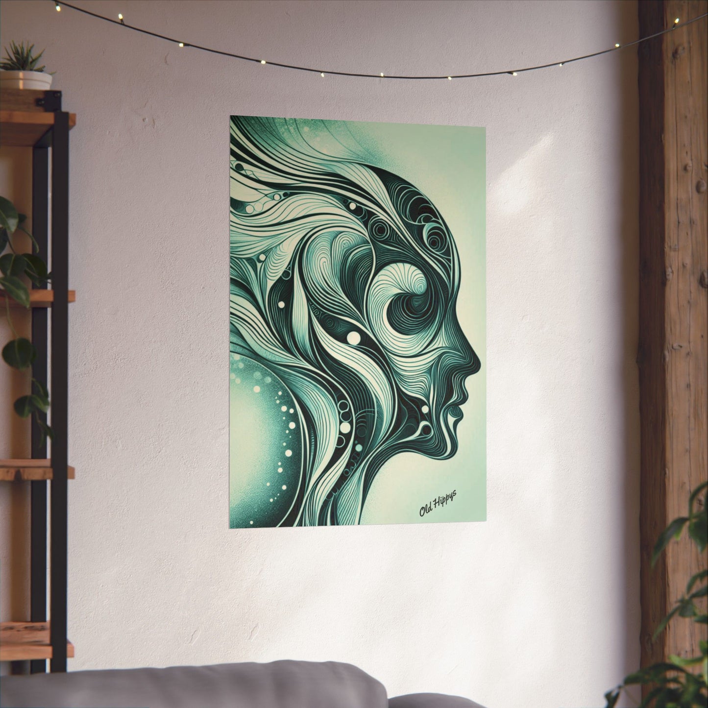 Abstract Silhouette in Green Matte Poster