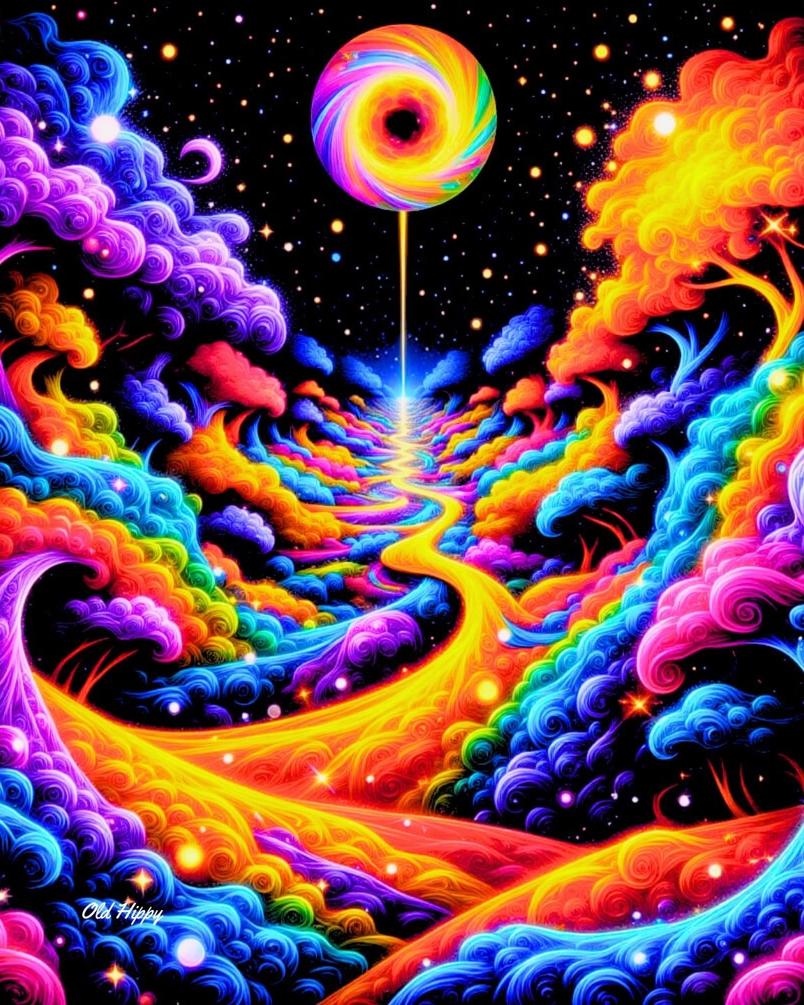 Cosmic River of Light – Psychedelic Digital Art Download by Old Hippy