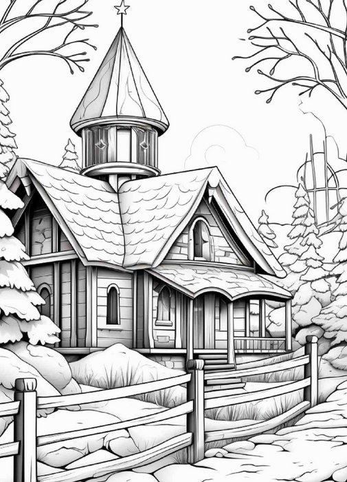 Beautiful Cottages Adult Coloring Pages