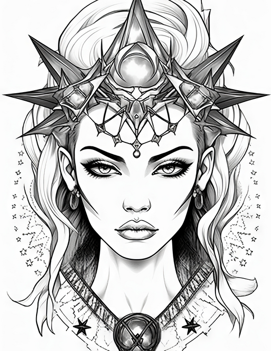 Fantasy Queens Adult Coloring Pages