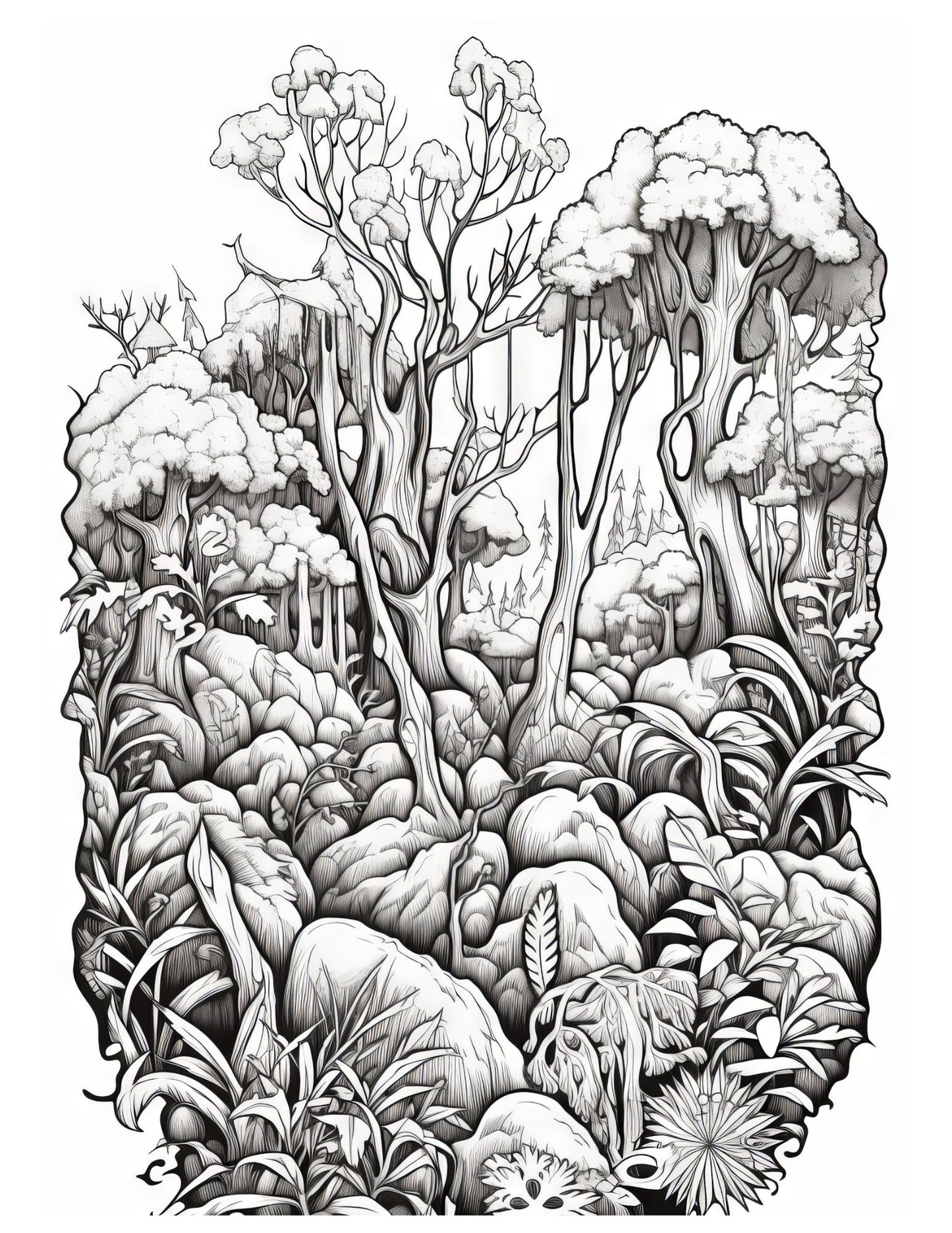 Fantasy Forests Adult Coloring Pages
