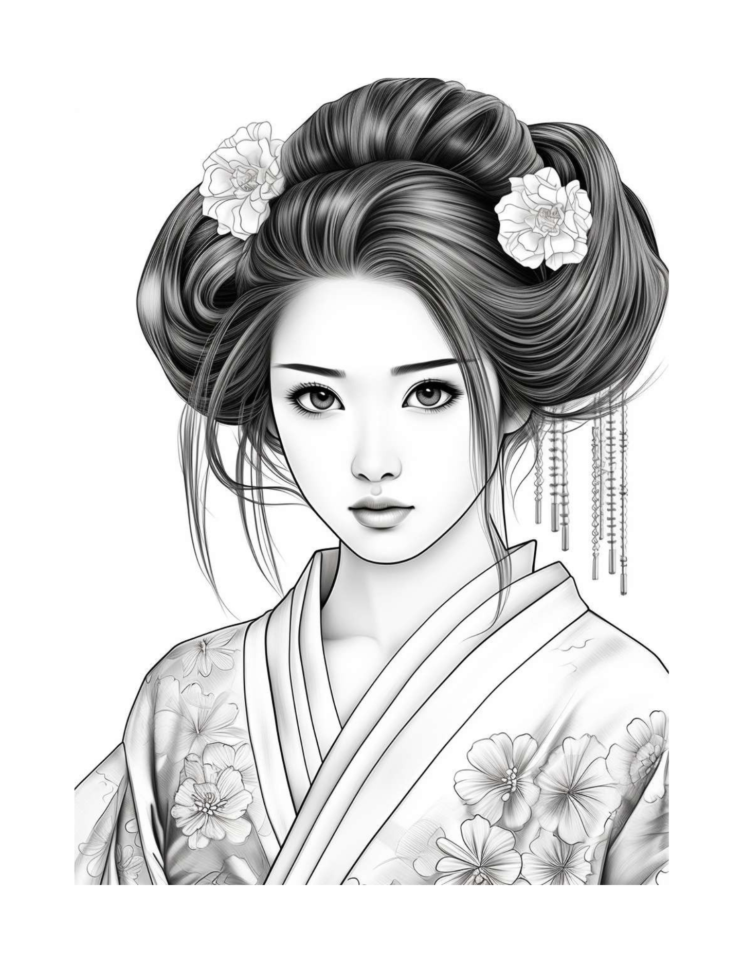 Japanese Geishas Adult Coloring Pages