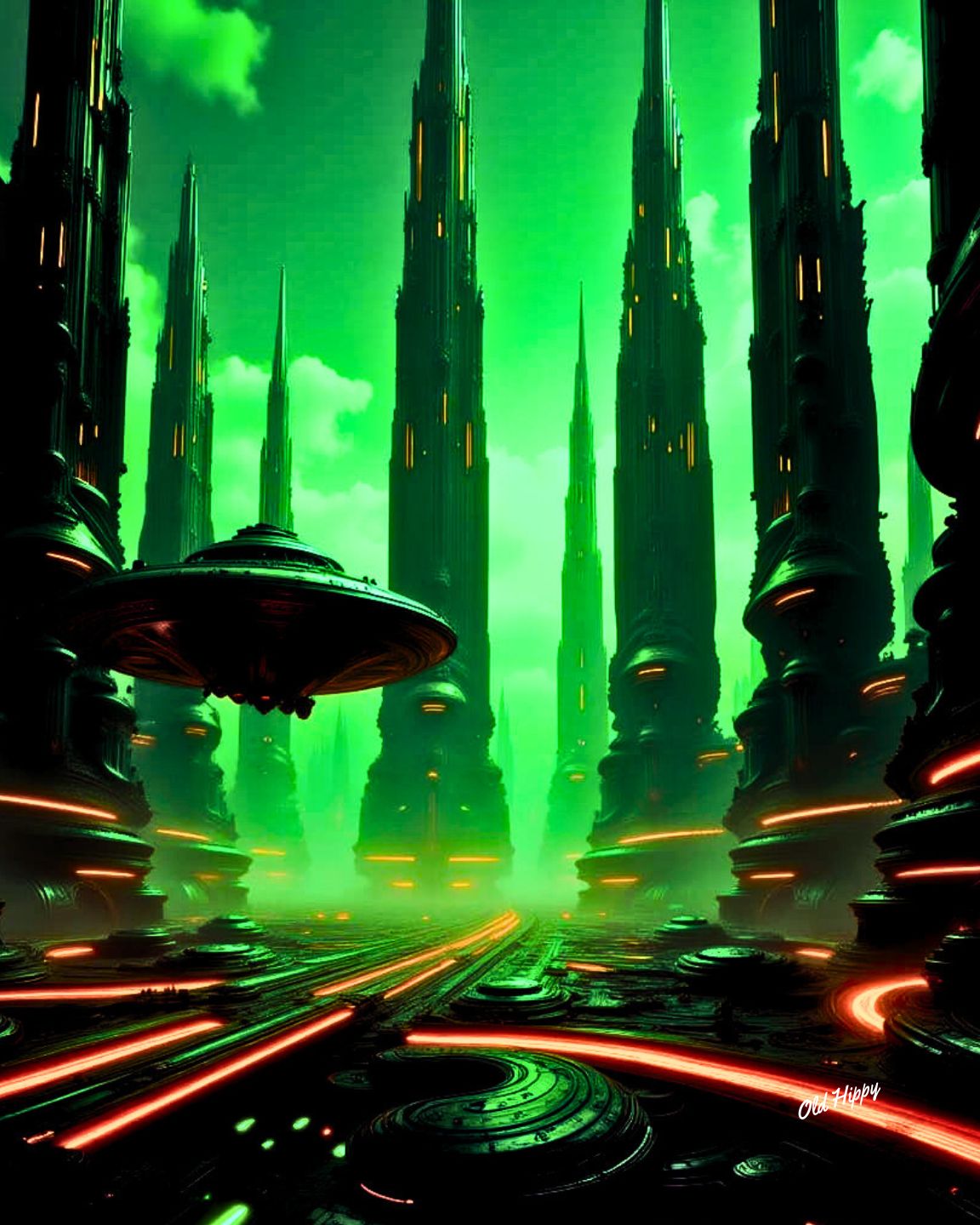 "Neon Skies of Andromeda" — Limited Edition AI-Generated Digital Artwork by Old Hippy