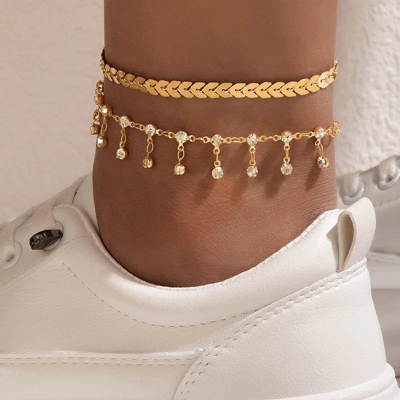 Boho Celestial Glow Gold Anklet