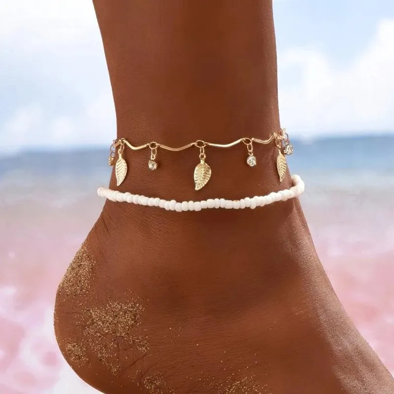 Boho Celestial Glow Gold Anklet