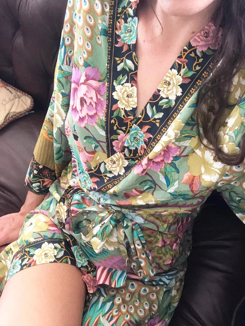 Super Chic Summer Floral Dress Kimono Sleeves