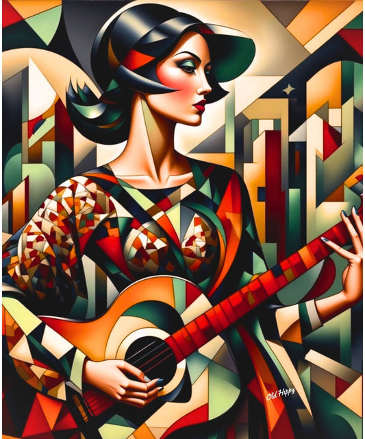 “The Music Within”-Limited Edition AI Digital Art in the Style of Picasso by Old Hippy