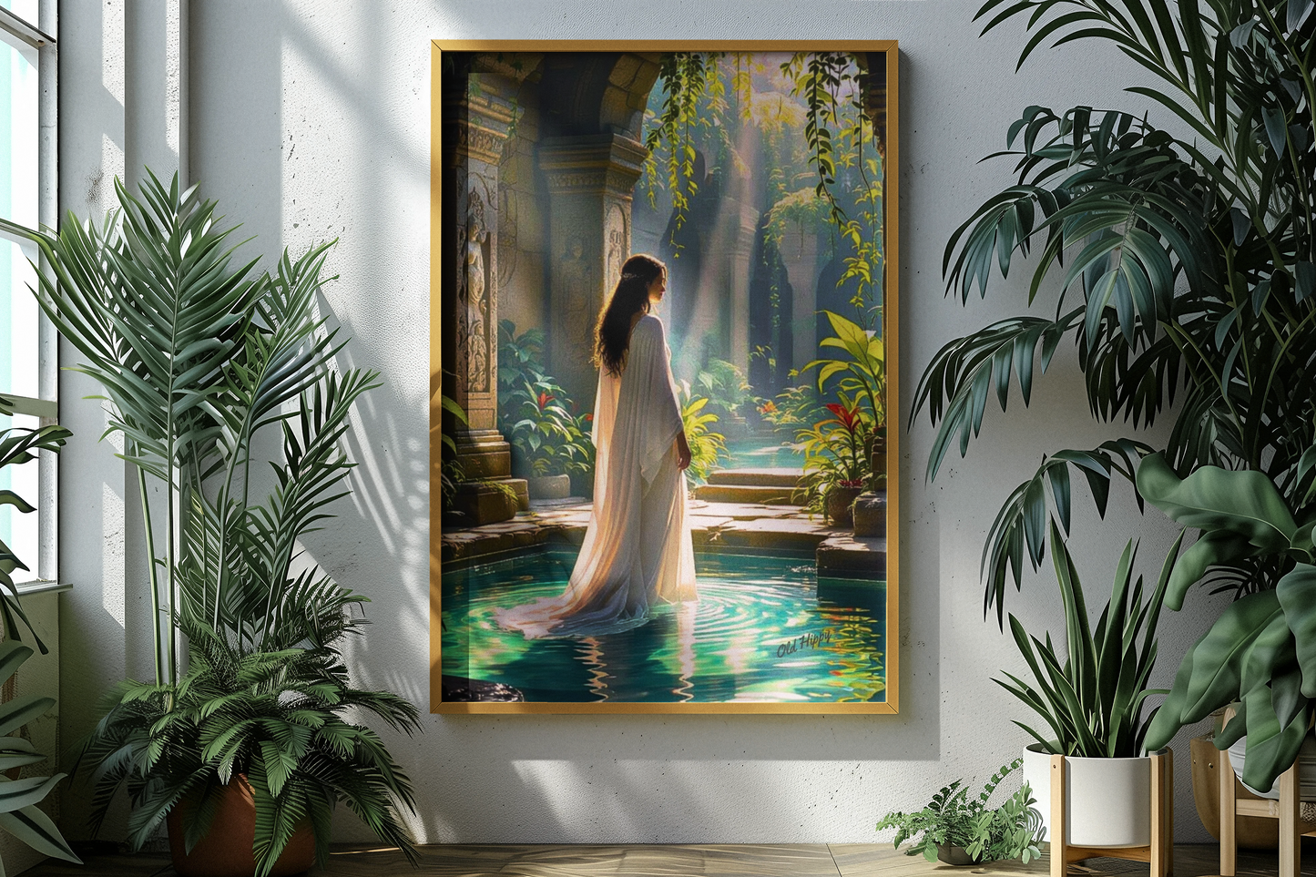 "Divine Pathways: Serenity in the Sacred Garden" AI Art by Old Hippy