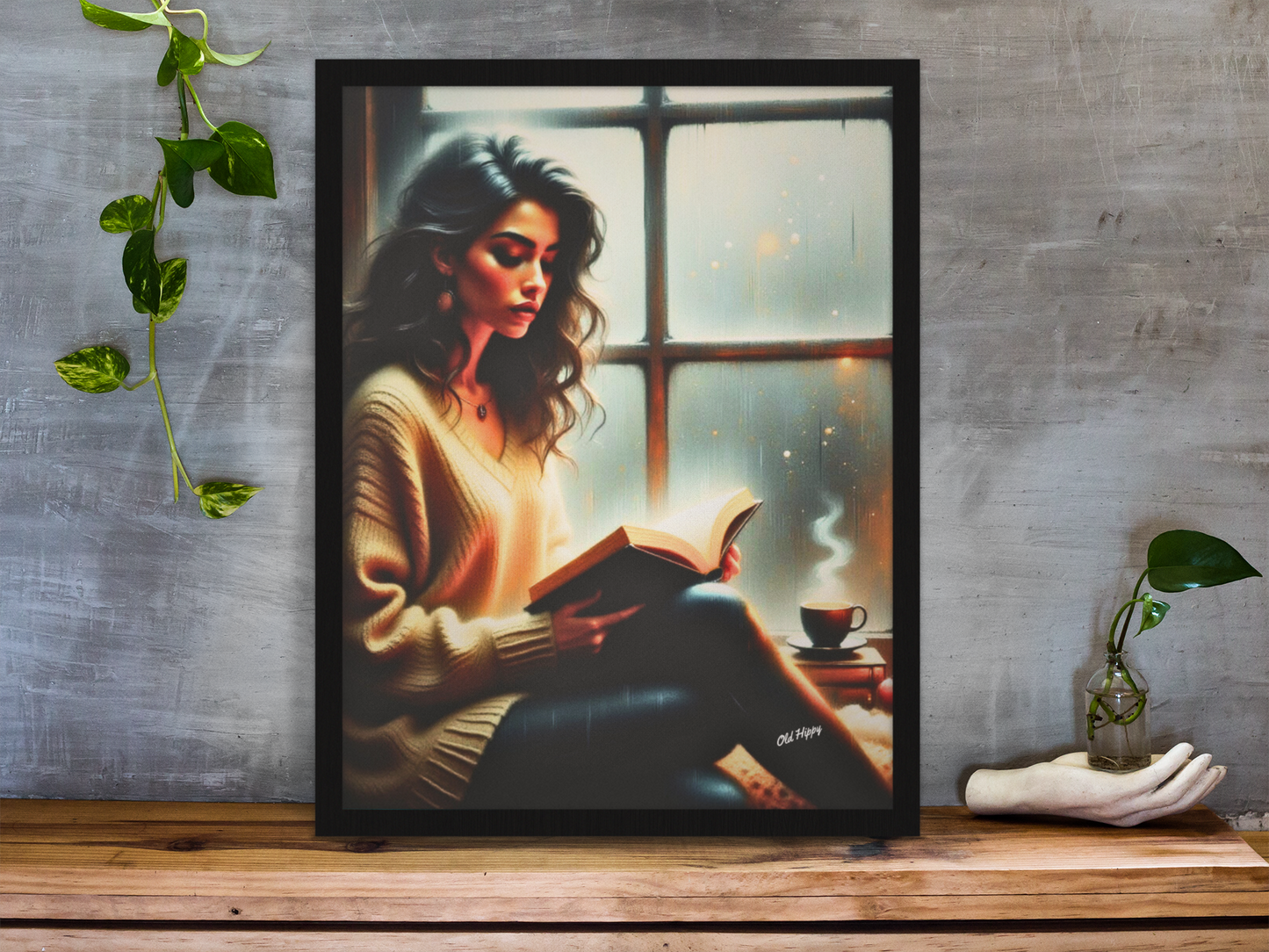 Quiet Moments Wood Framed Canvas by Old Hippy
